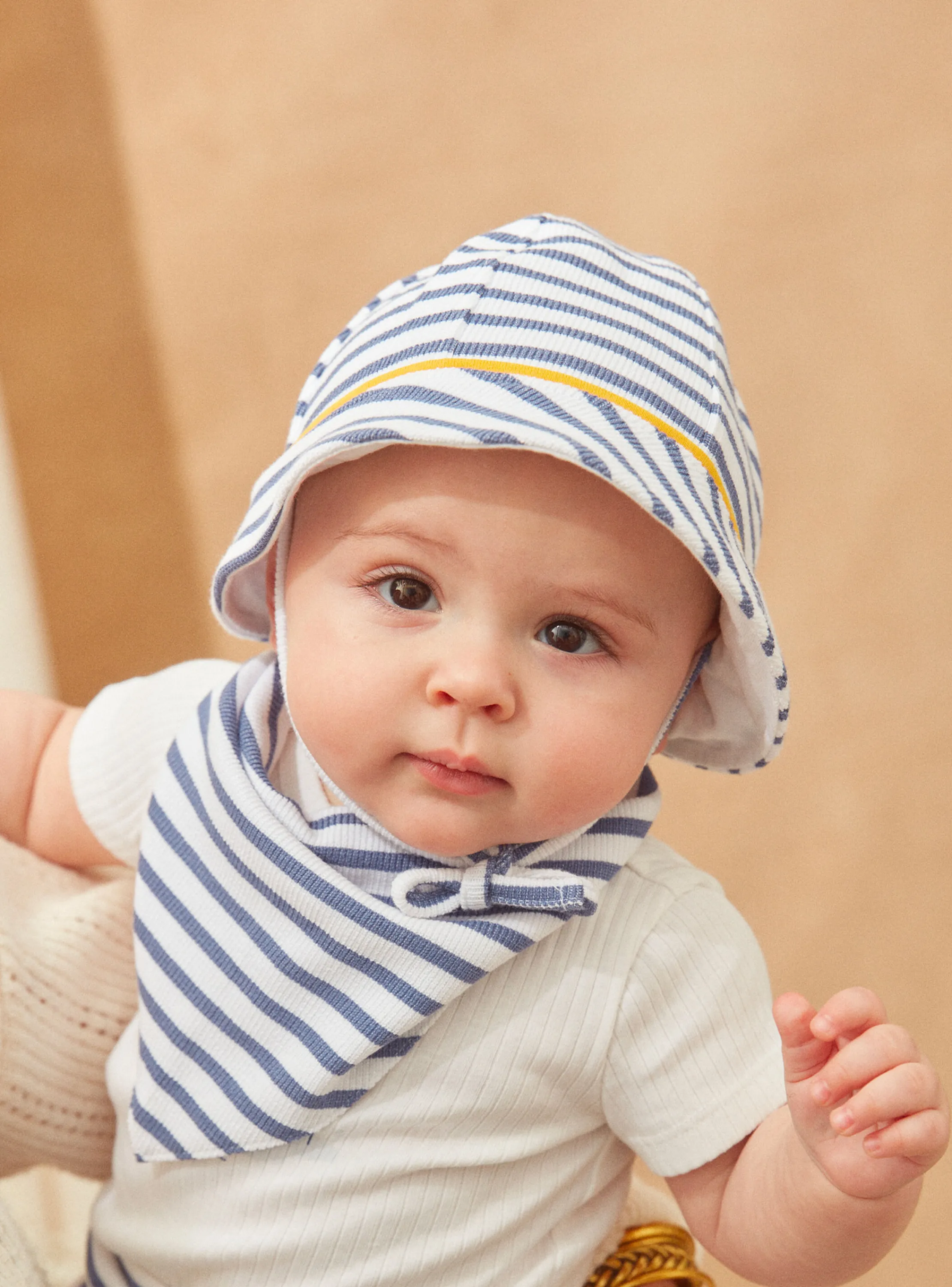 Cheap Sergent Major Beanie hat in striped terry towelling