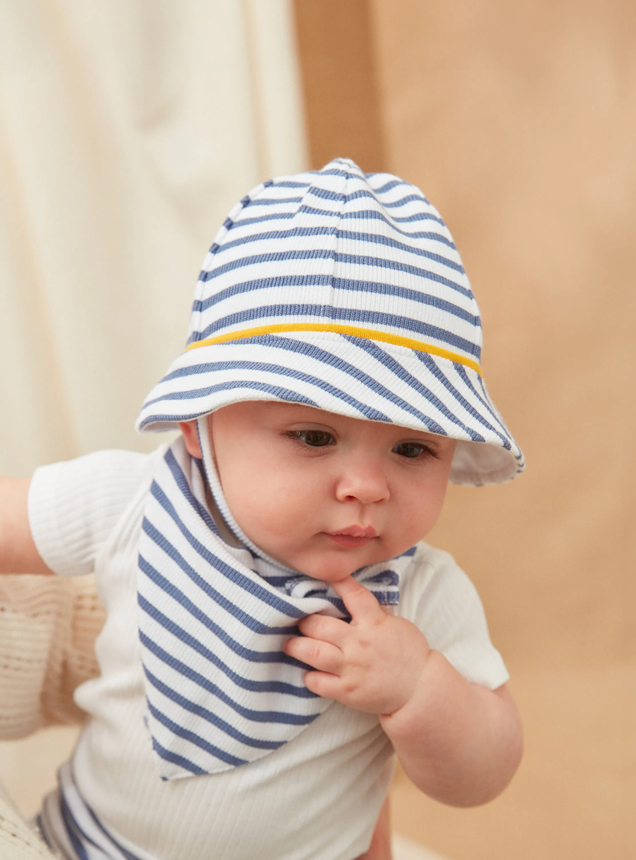 Cheap Sergent Major Beanie hat in striped terry towelling