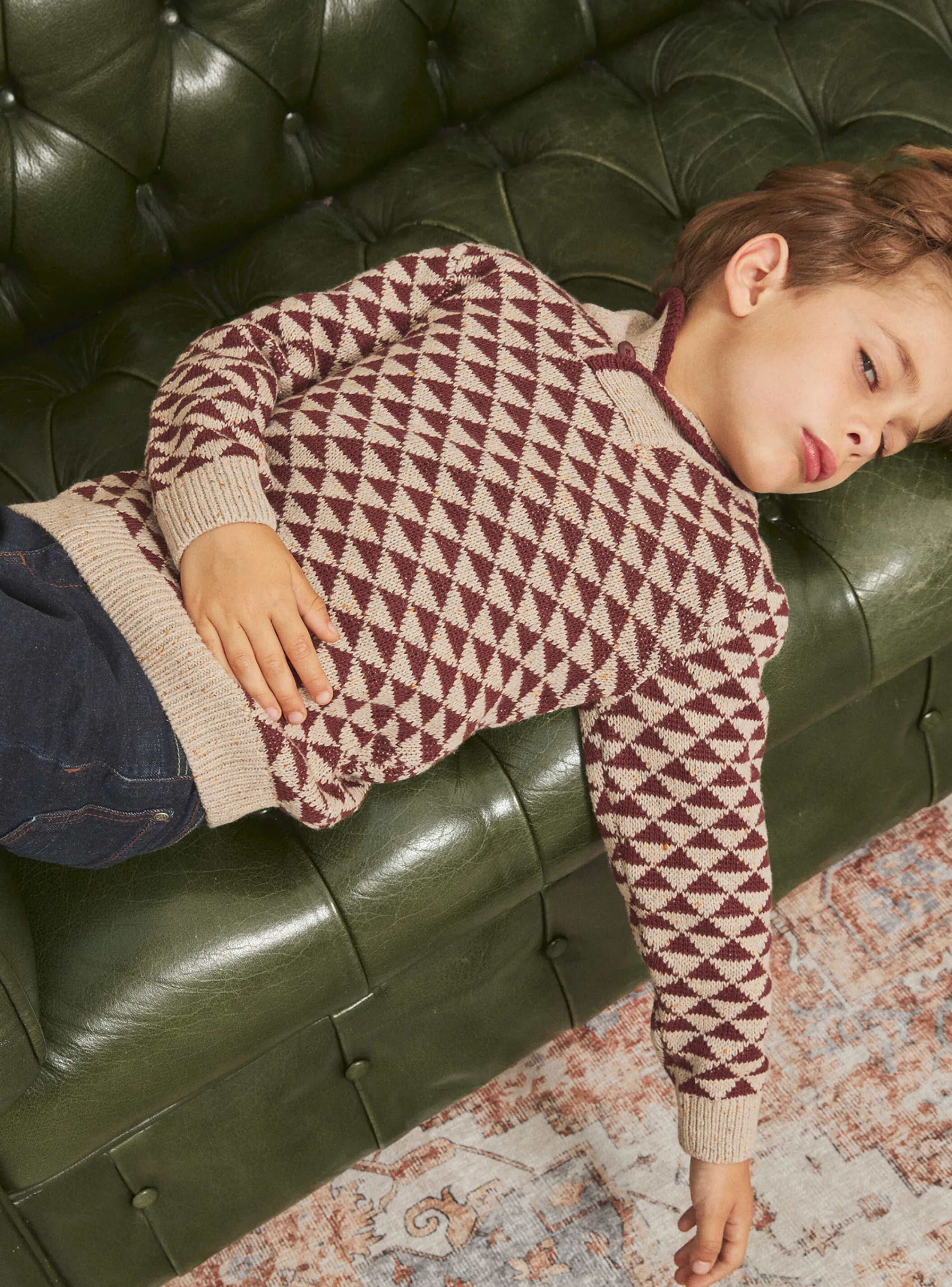 Best Sergent Major Beige and brown jacquard sweater