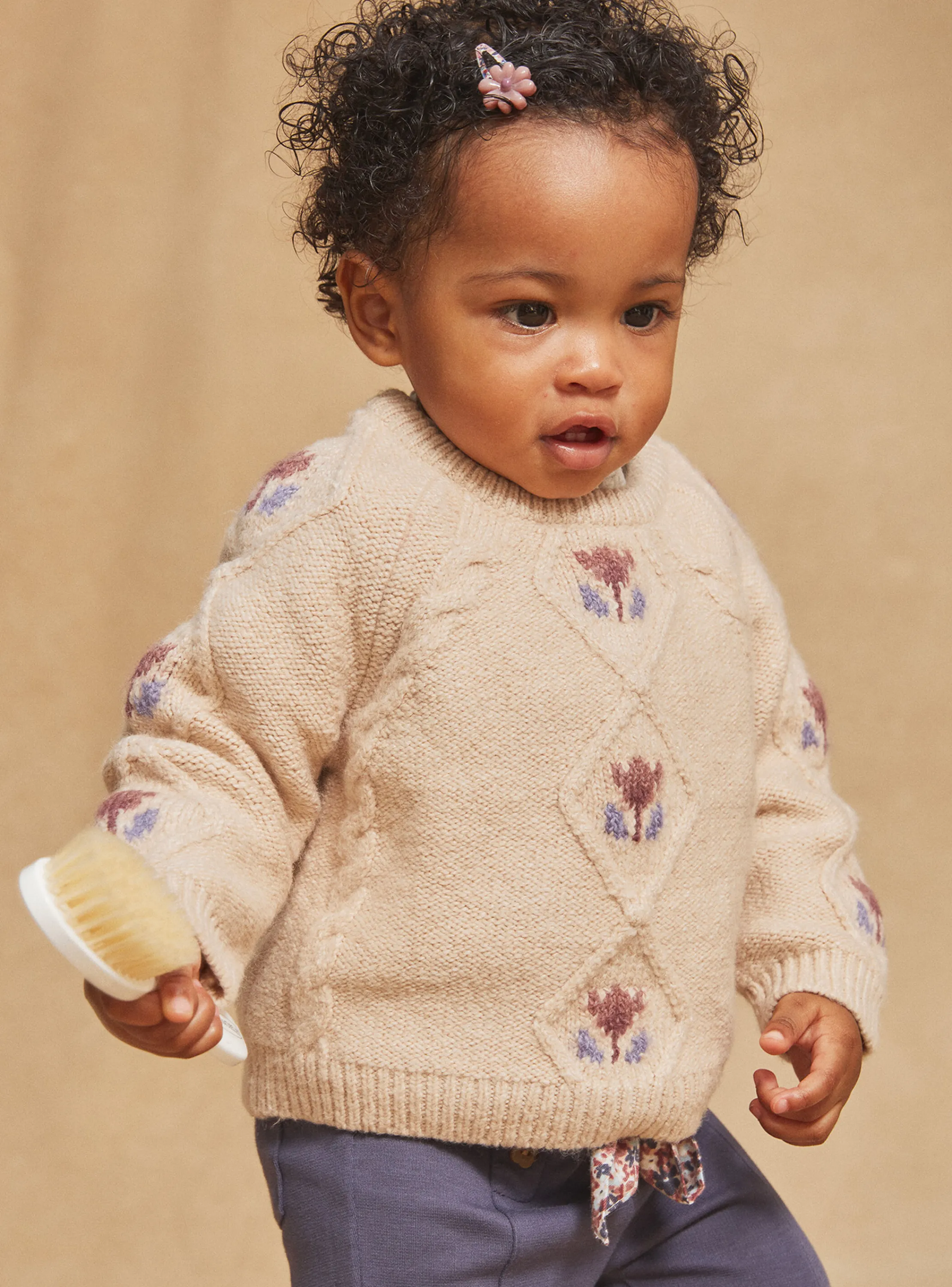 Best Sergent Major Beige cabled sweater