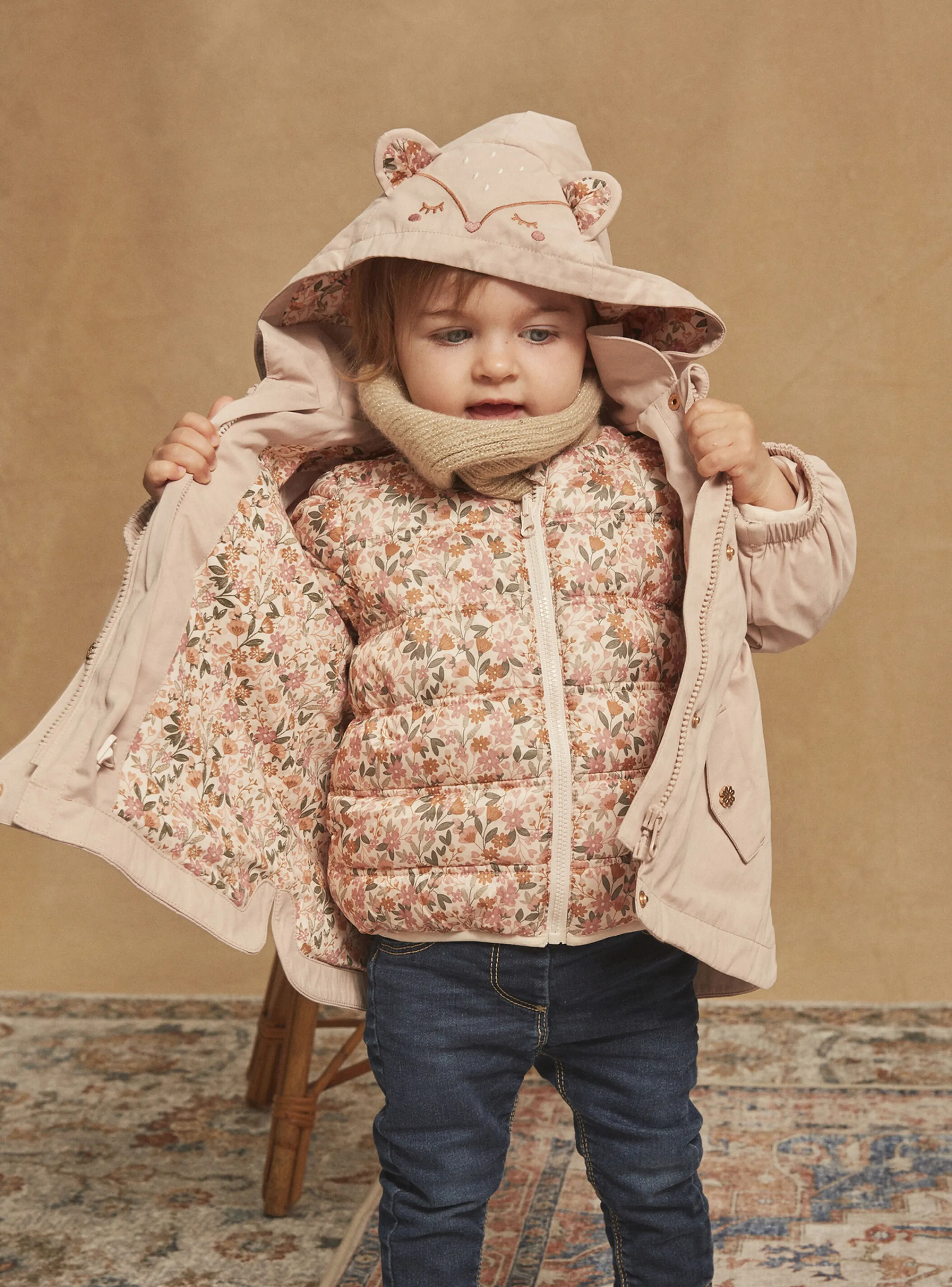 Cheap Sergent Major Beige canvas 3-in-1 hooded parka