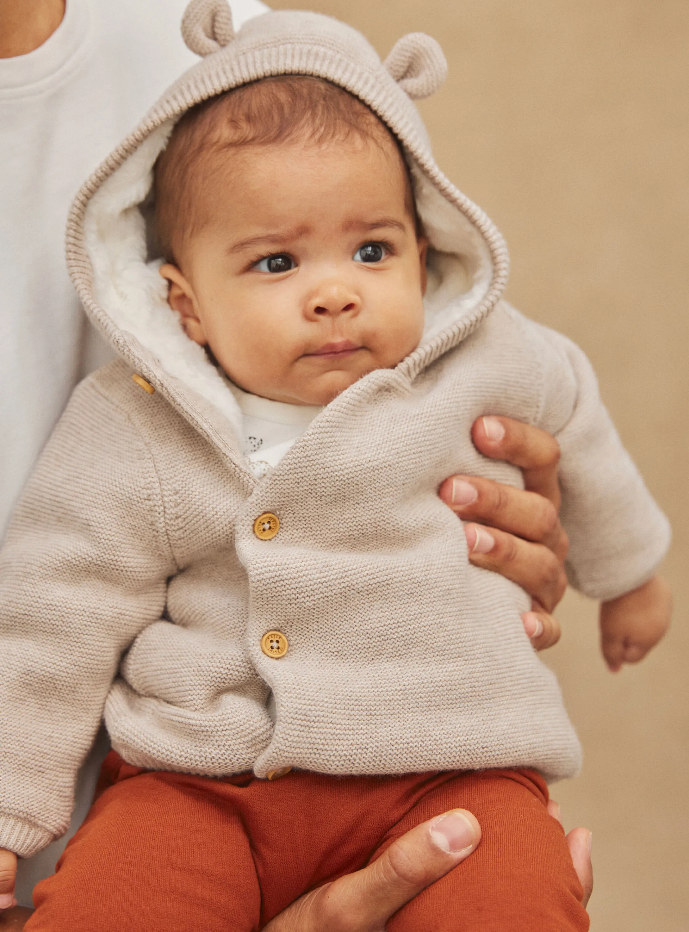 Hot Sergent Major Beige knit hooded jacket