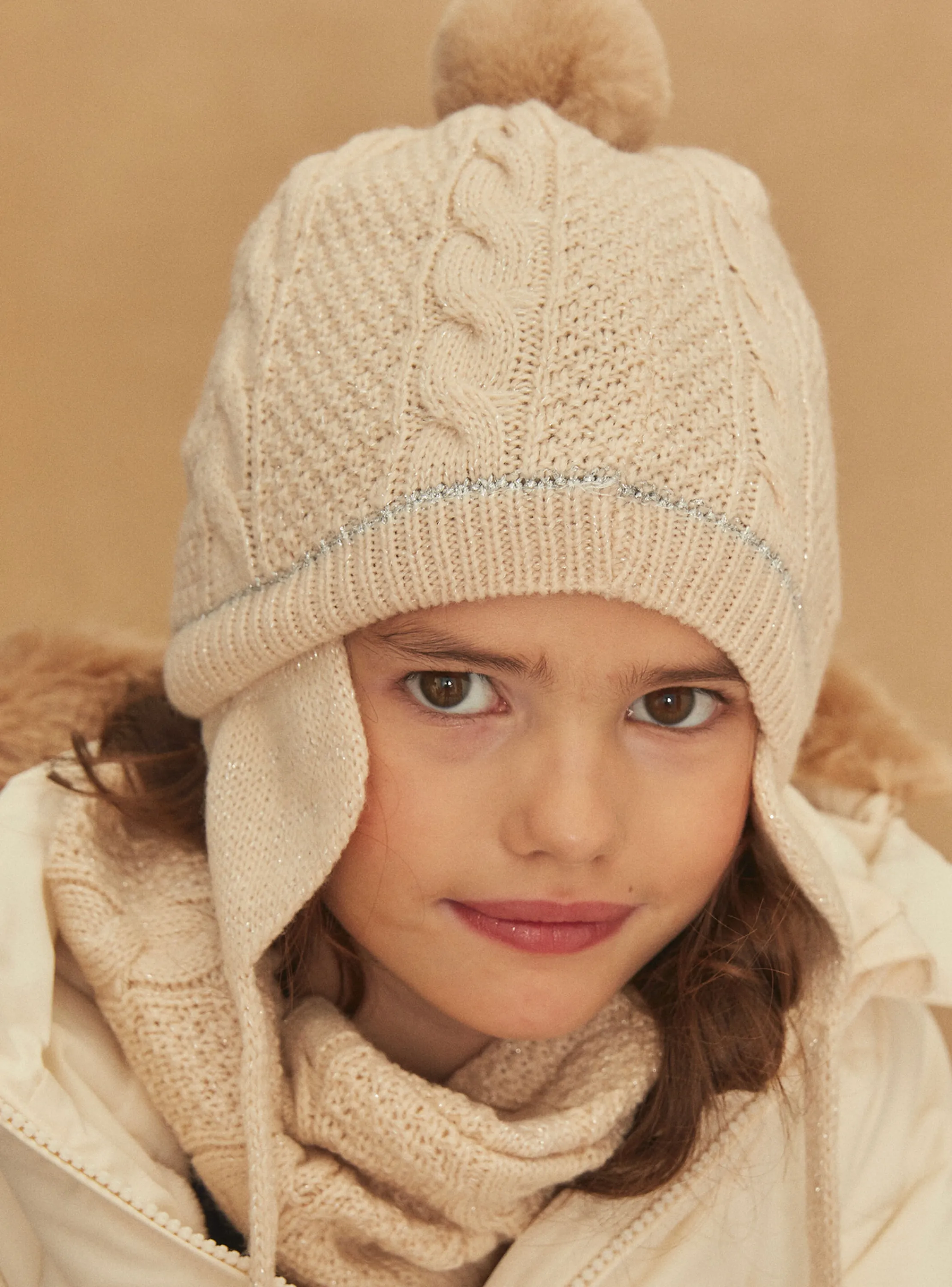 Discount Sergent Major Beige knitted cap with pompon