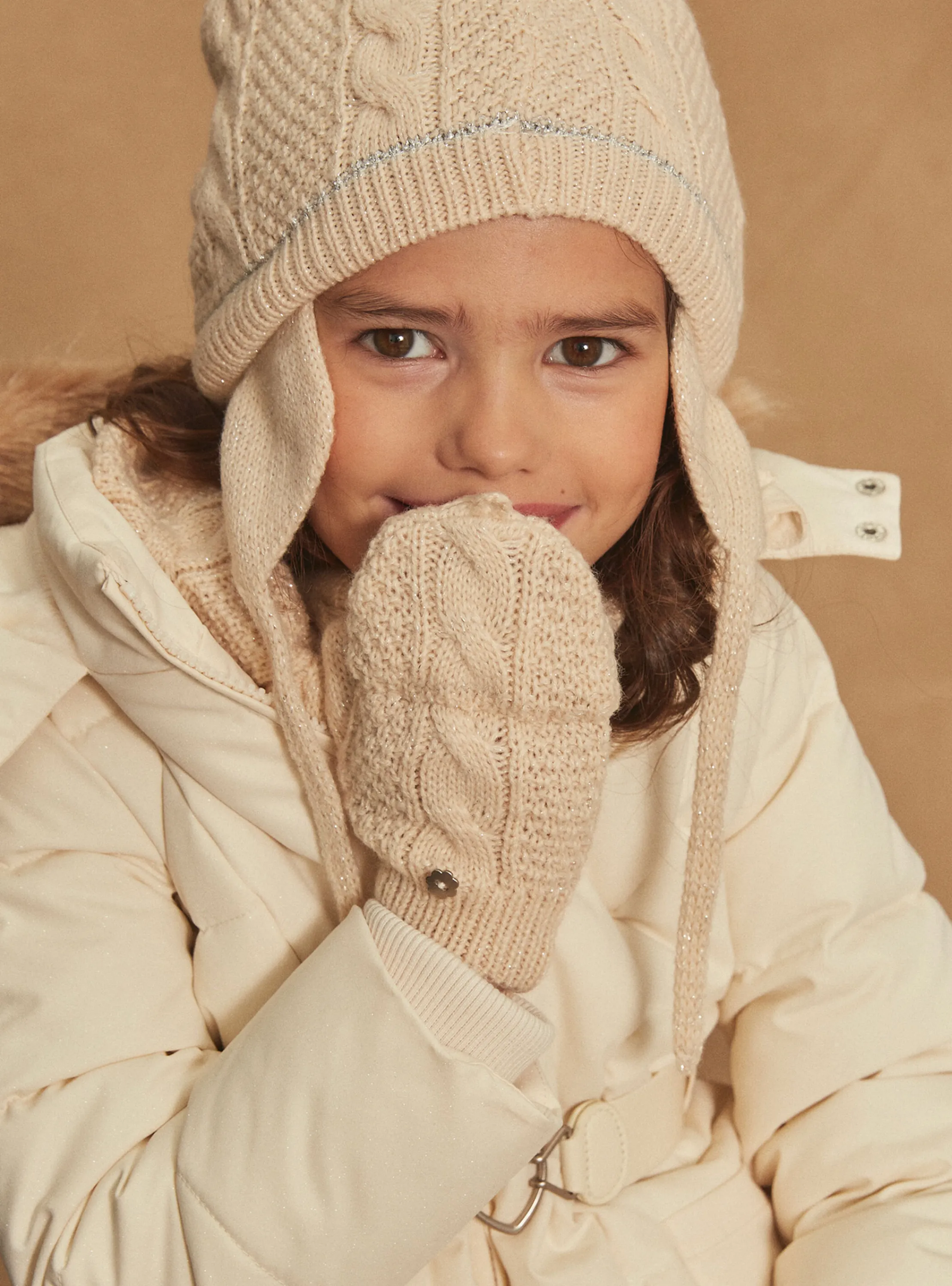 Sale Sergent Major Beige knitted gloves