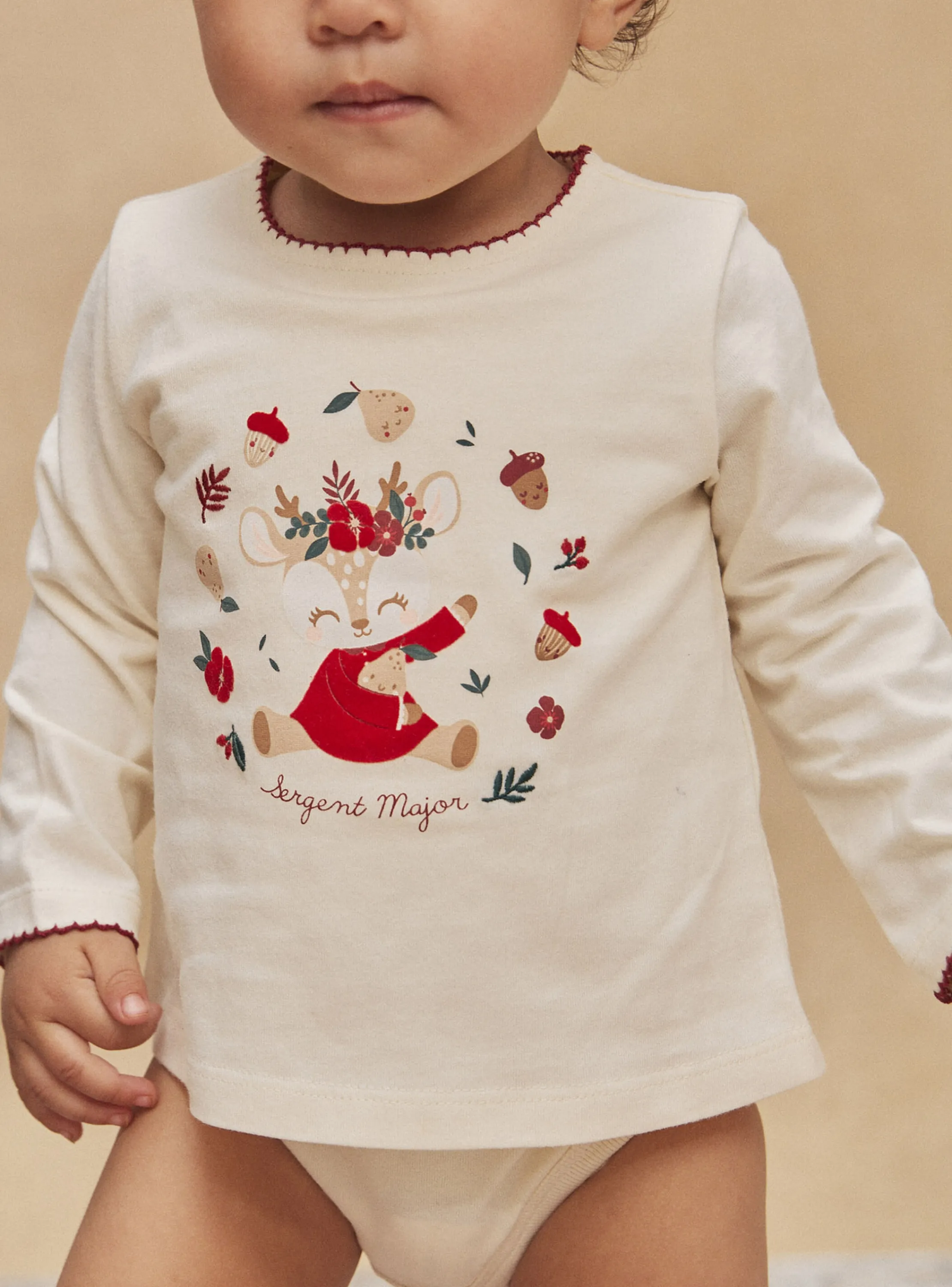 Sale Sergent Major Beige long-sleeved bodysuit T-shirt