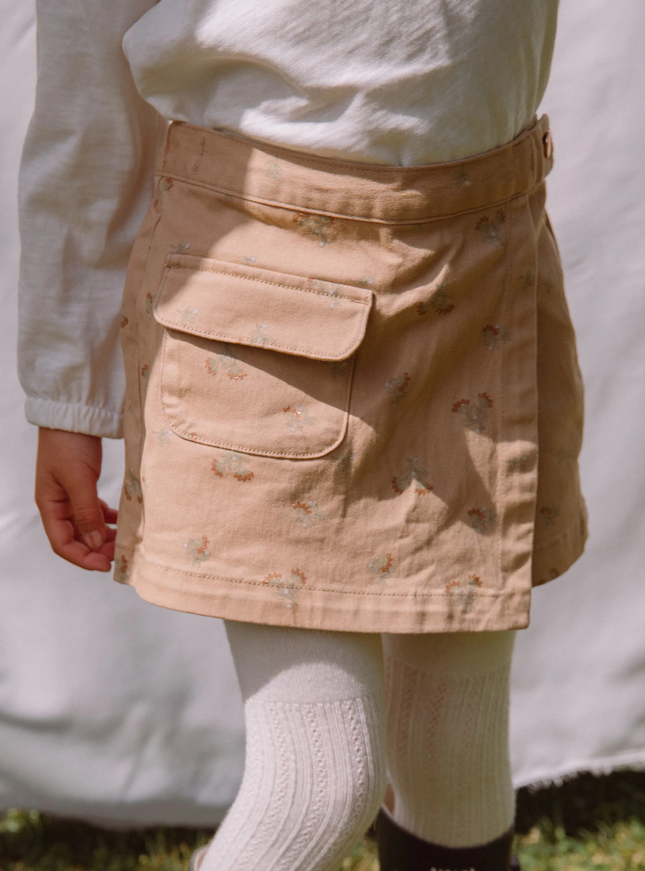 Best Sale Sergent Major Beige skort with sequined floral print