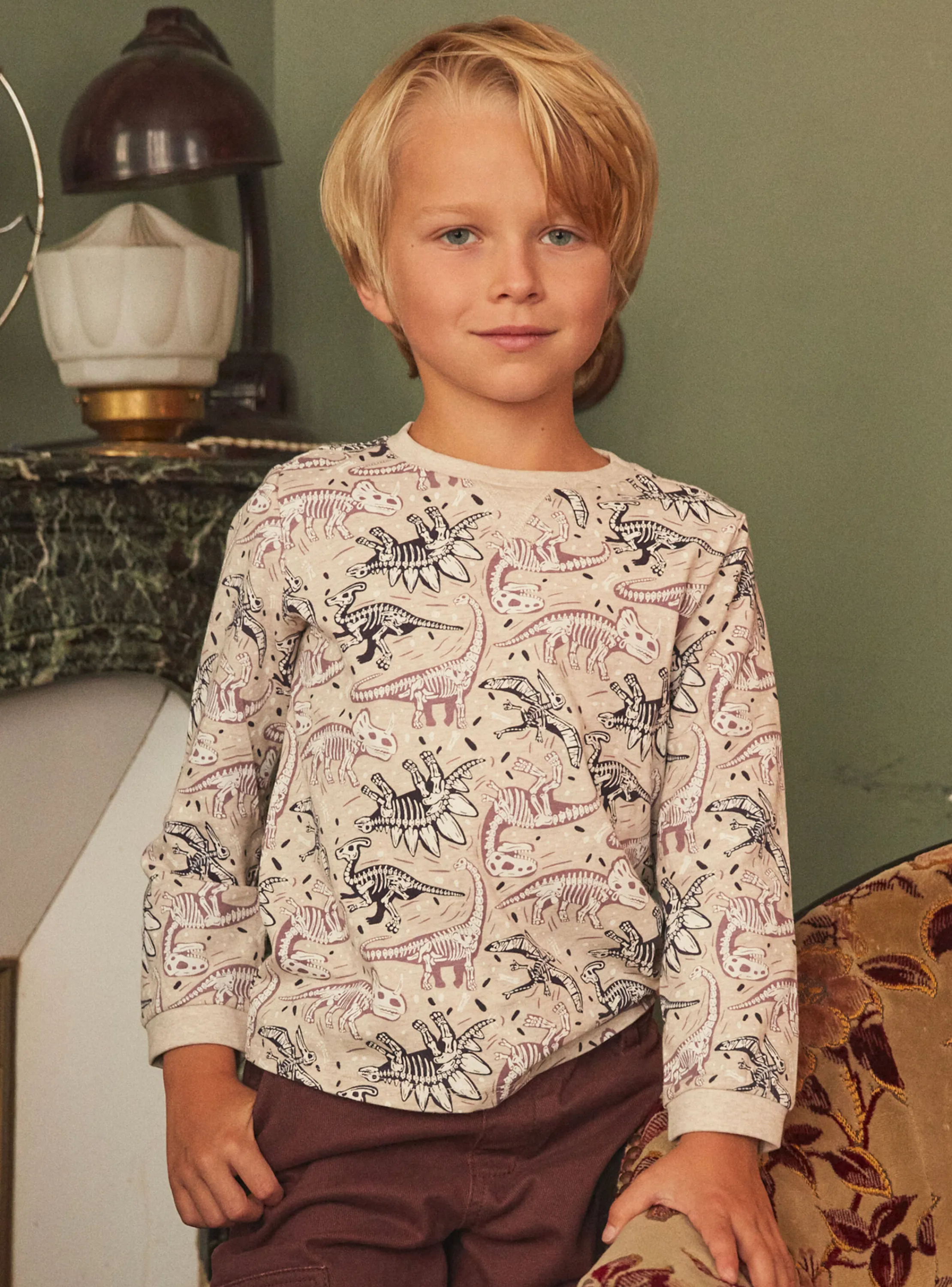 Cheap Sergent Major Beige T-shirt with dinosaur print