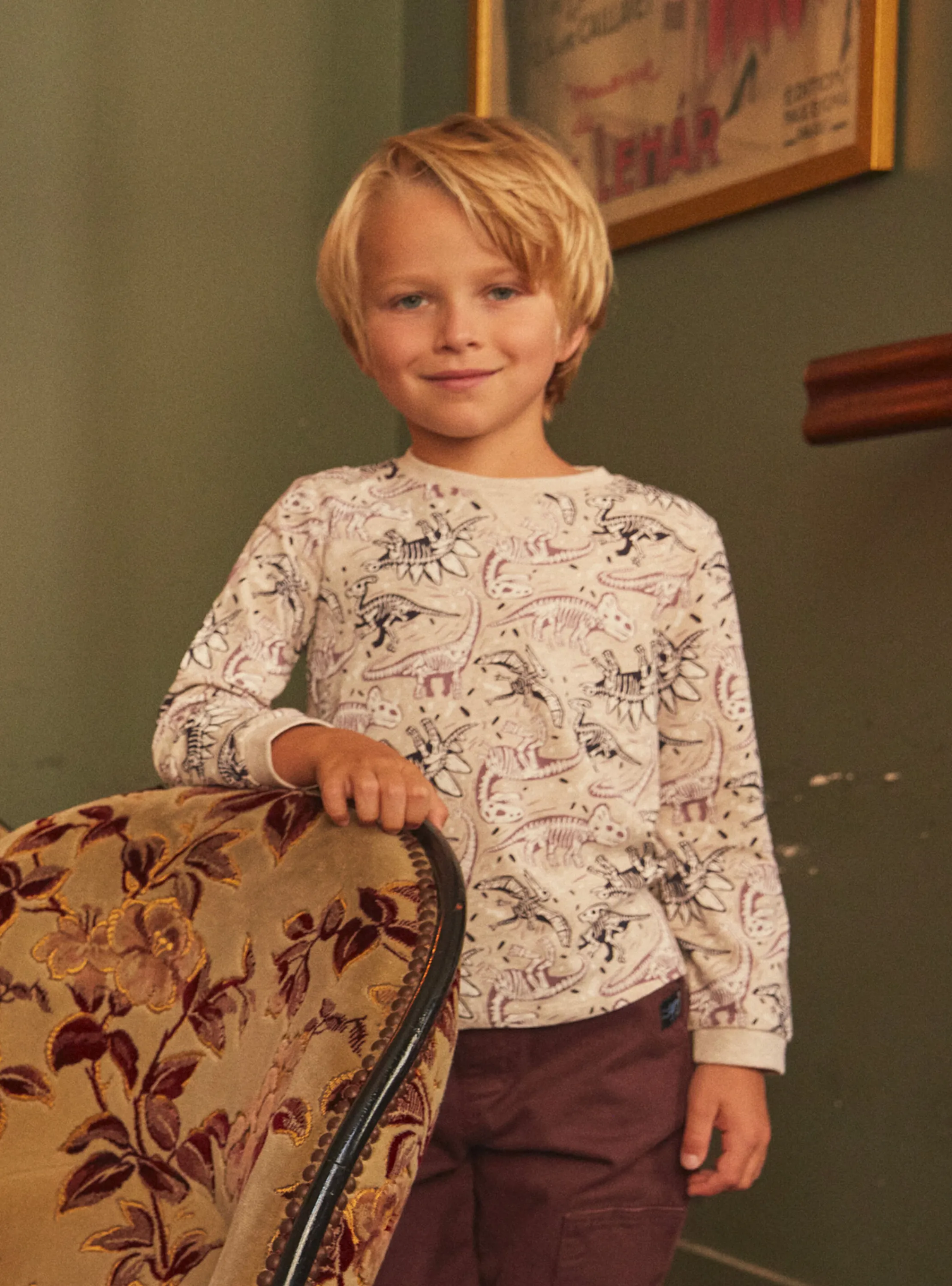 Cheap Sergent Major Beige T-shirt with dinosaur print