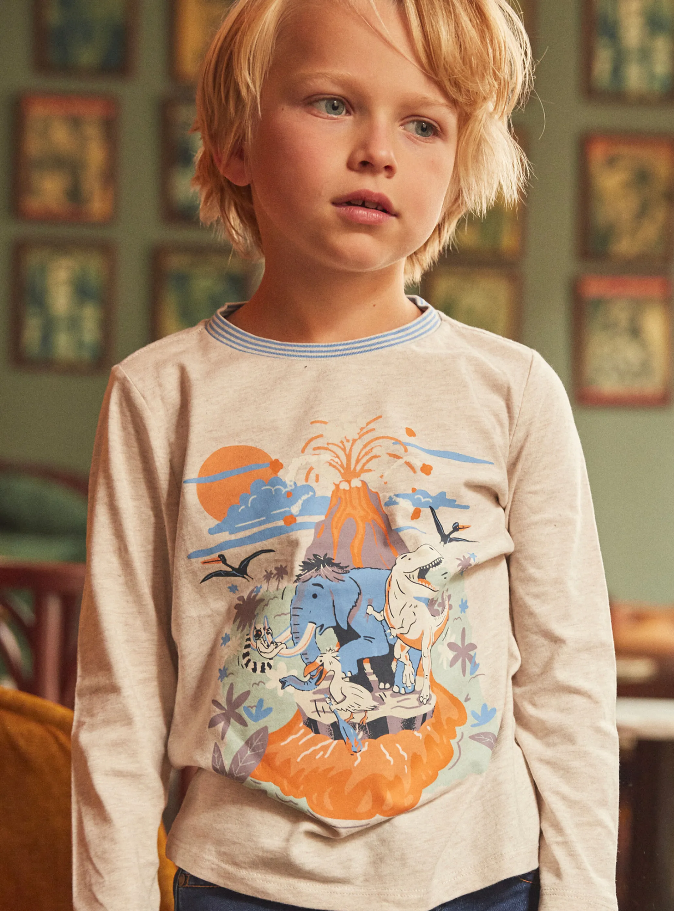 Cheap Sergent Major Beige t-shirt with prehistoric animal motif