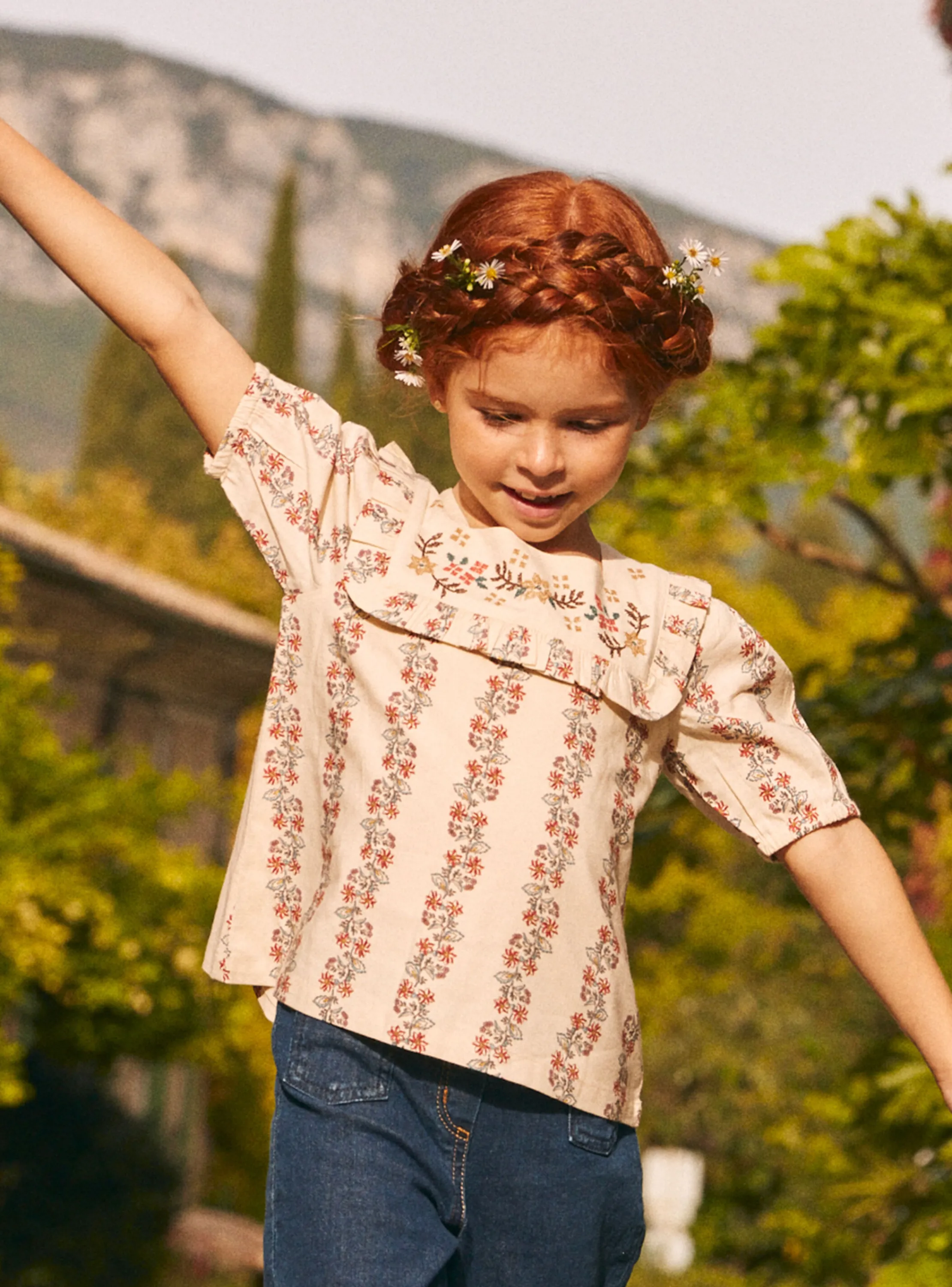 Cheap Sergent Major Blouse with a flower-patterned ruffle