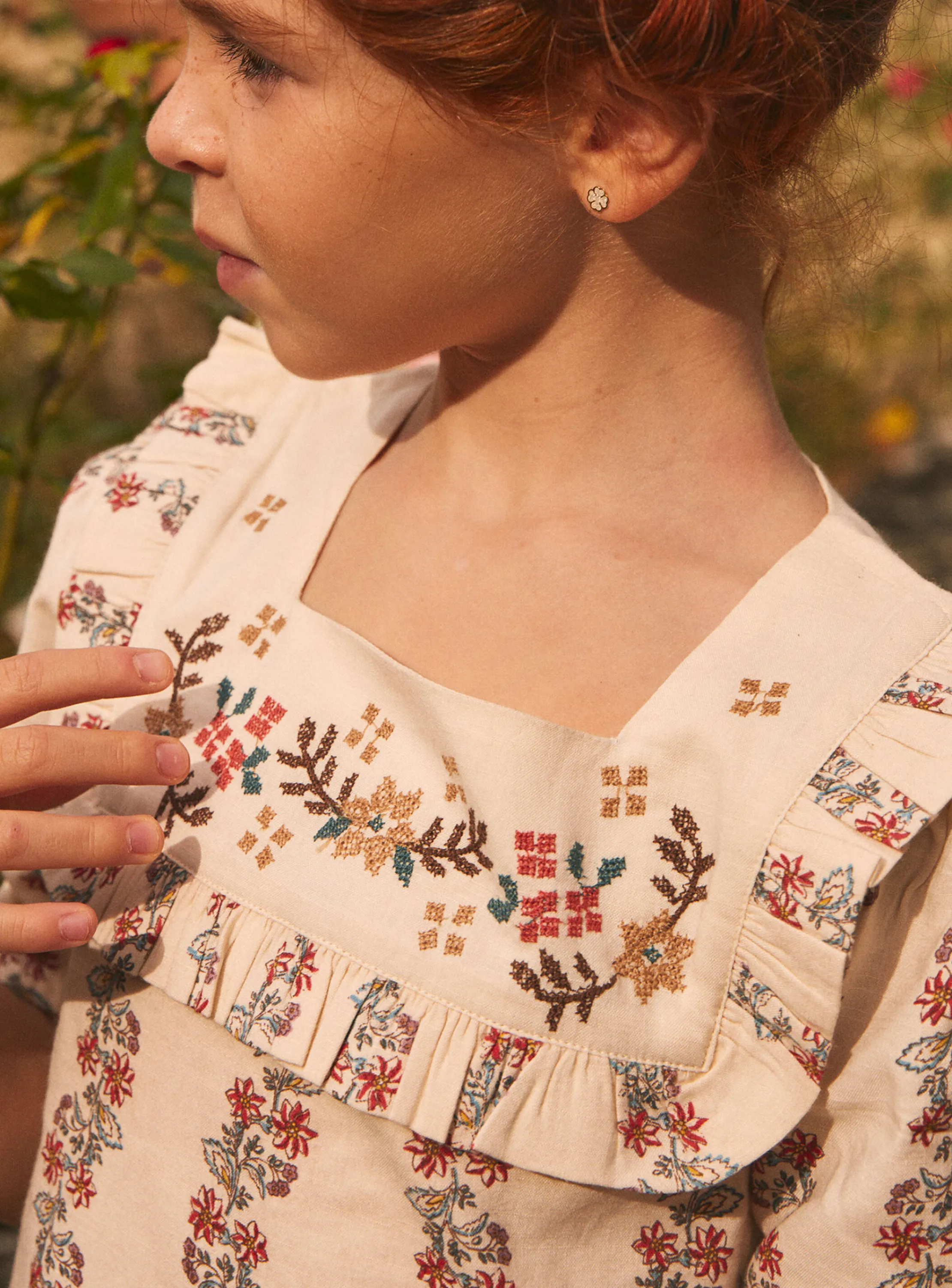 Cheap Sergent Major Blouse with a flower-patterned ruffle