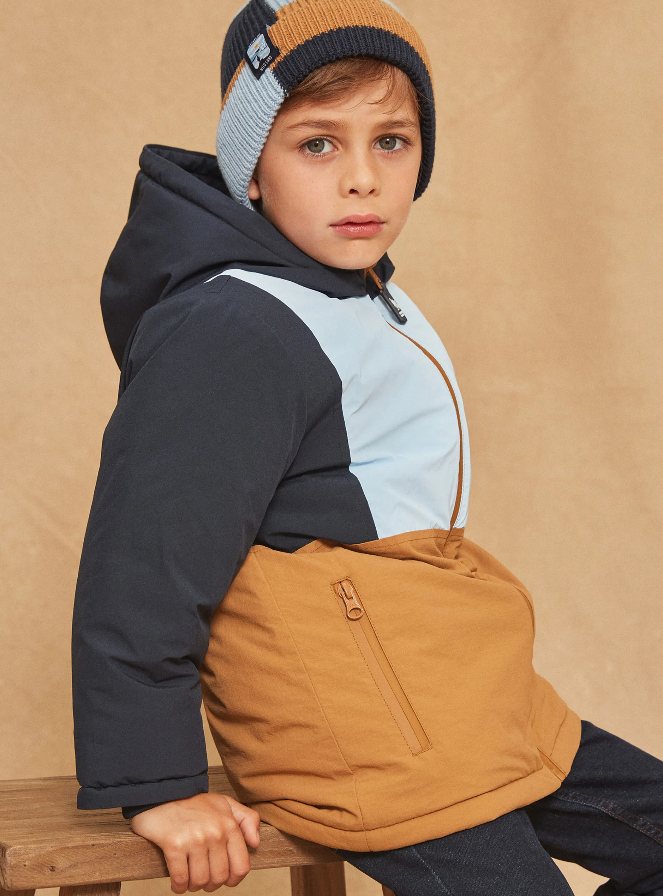 Best Sergent Major Blue and beige reflective hooded parka