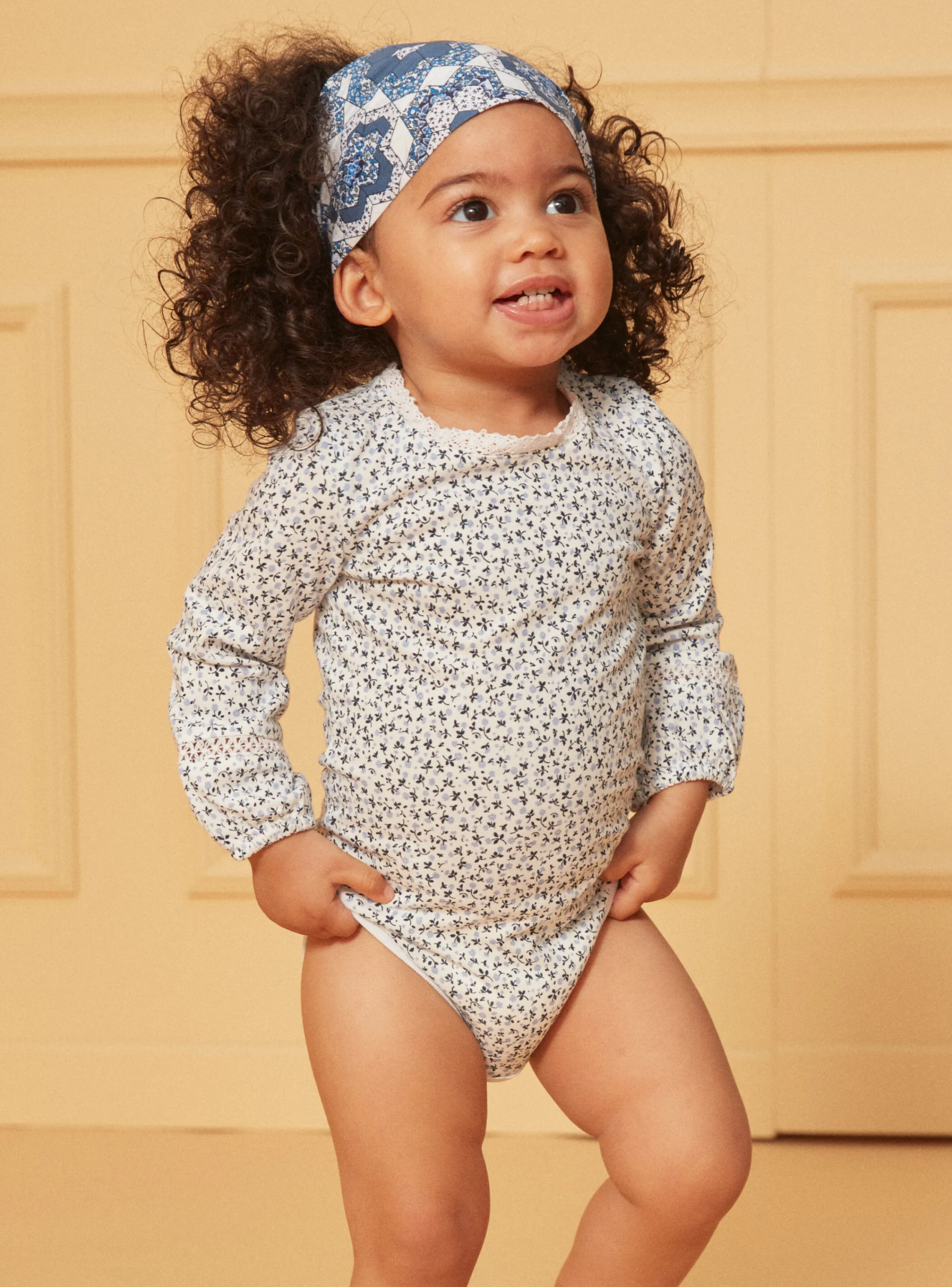 Discount Sergent Major Blue and ecru bodysuit and pinafore dress set