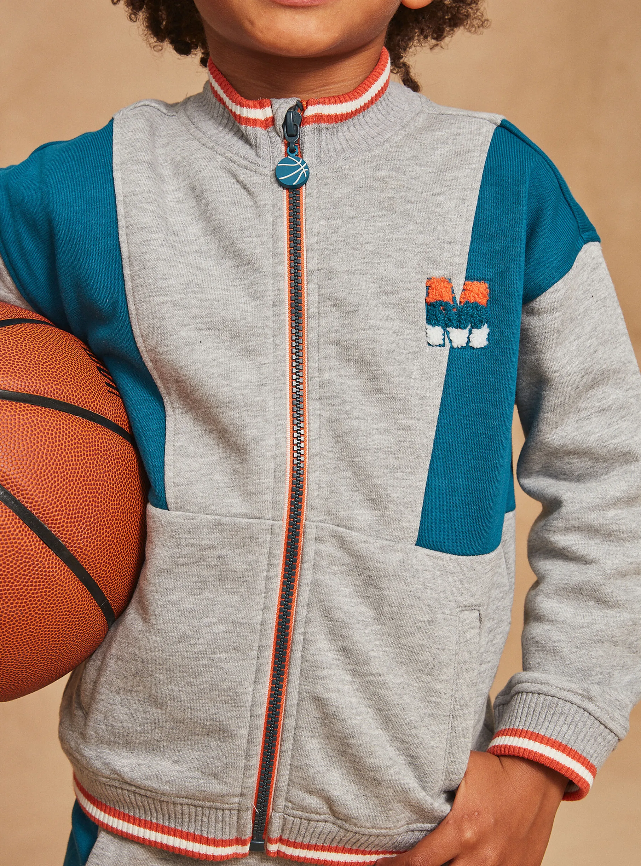 Fashion Sergent Major Blue and grey fleece tracksuit jacket