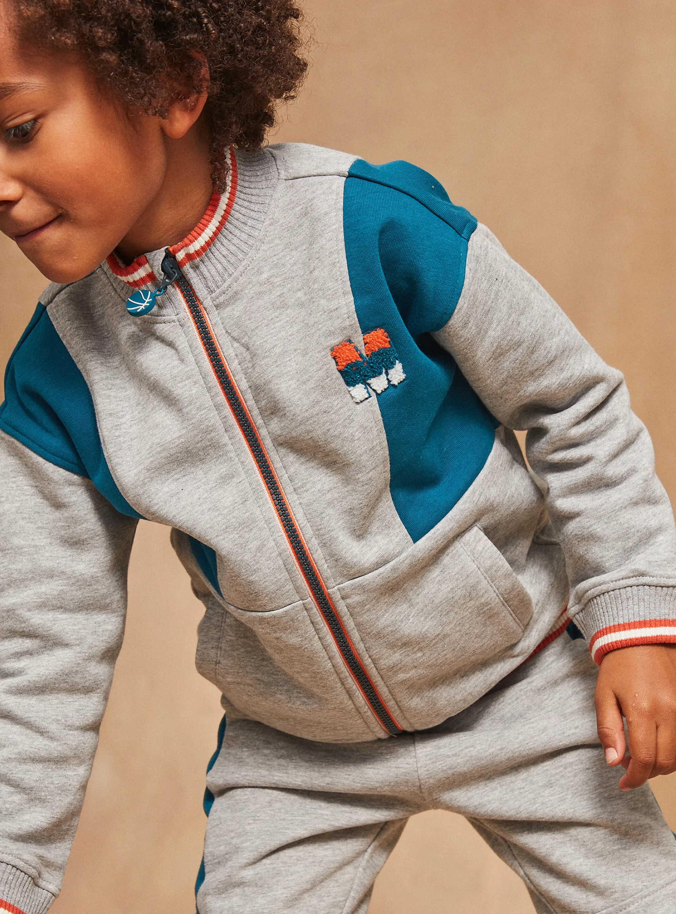 Fashion Sergent Major Blue and grey fleece tracksuit jacket