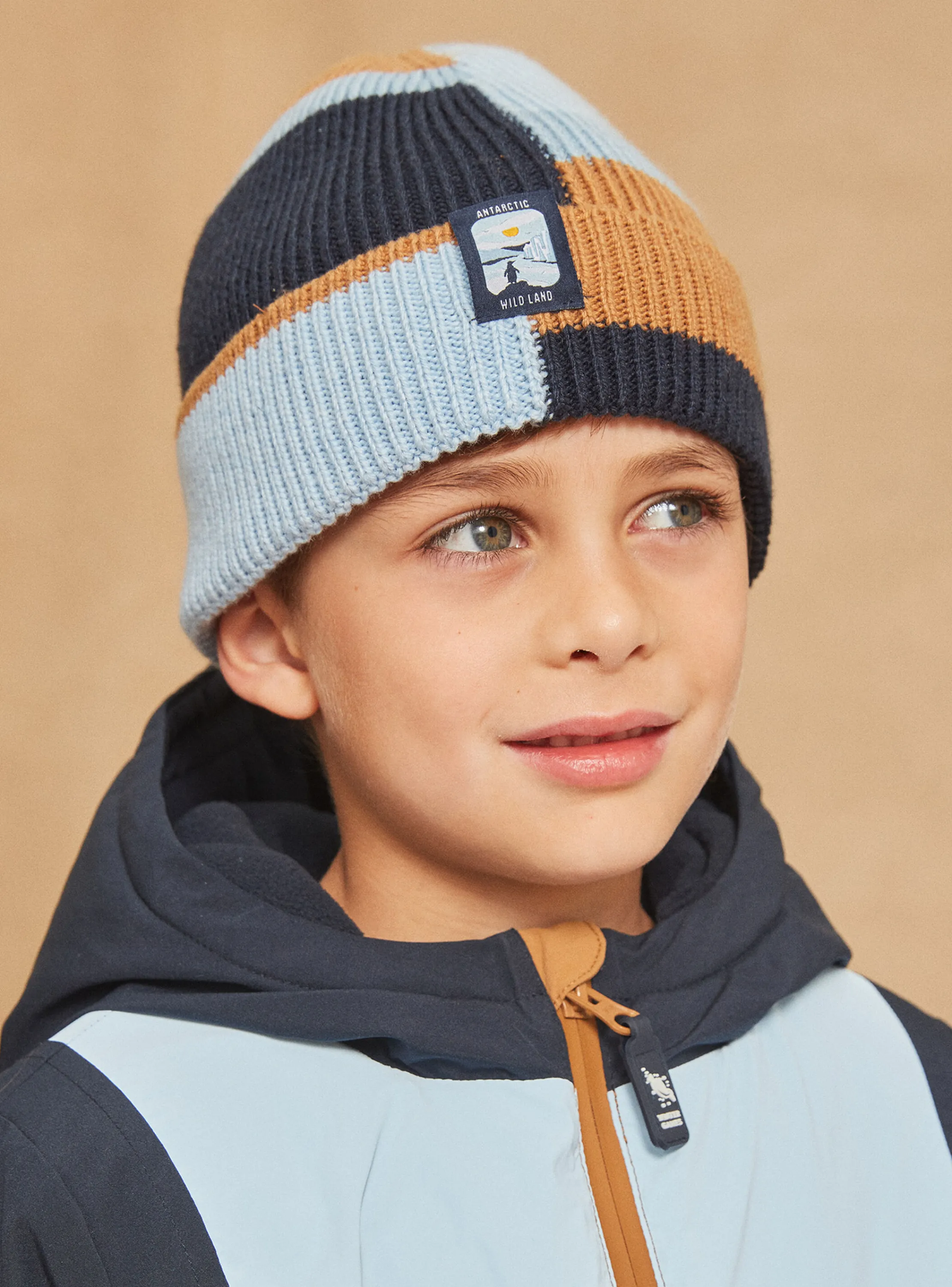 Store Sergent Major Blue and hazelnut knitted hat