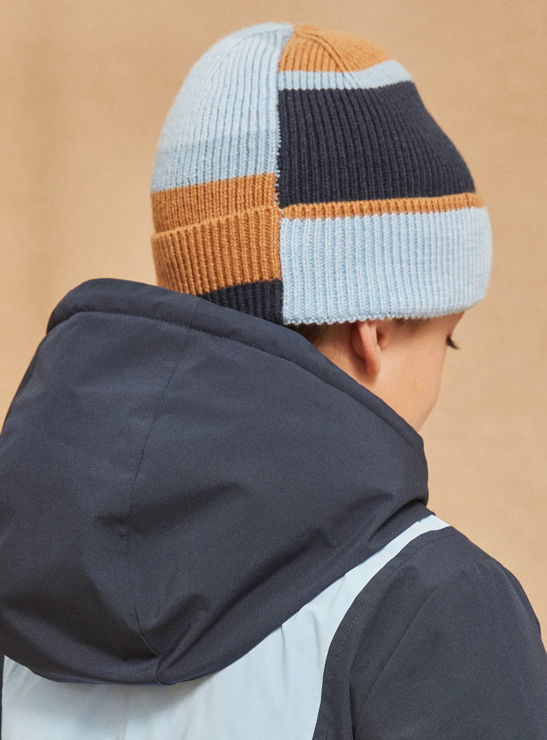 Store Sergent Major Blue and hazelnut knitted hat