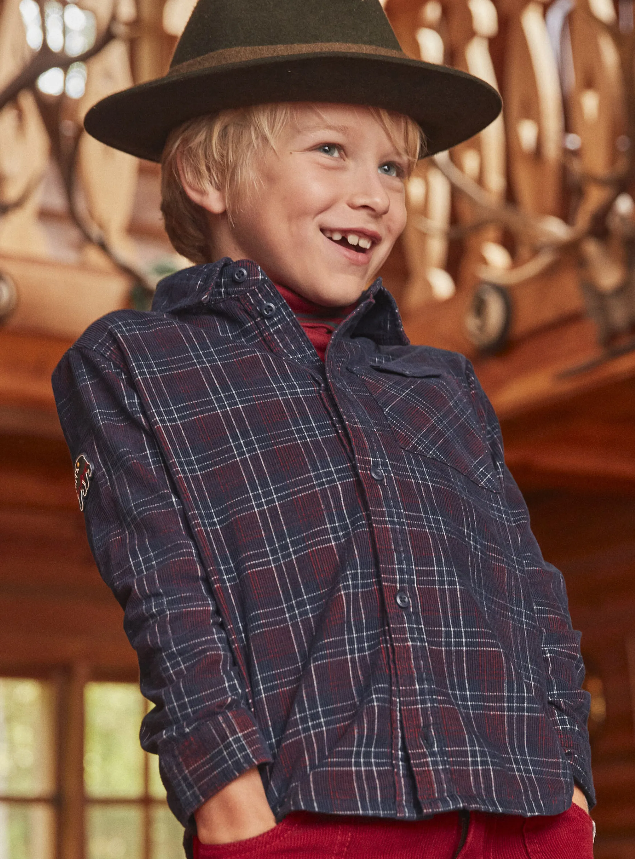Online Sergent Major Blue and purple plaid shirt