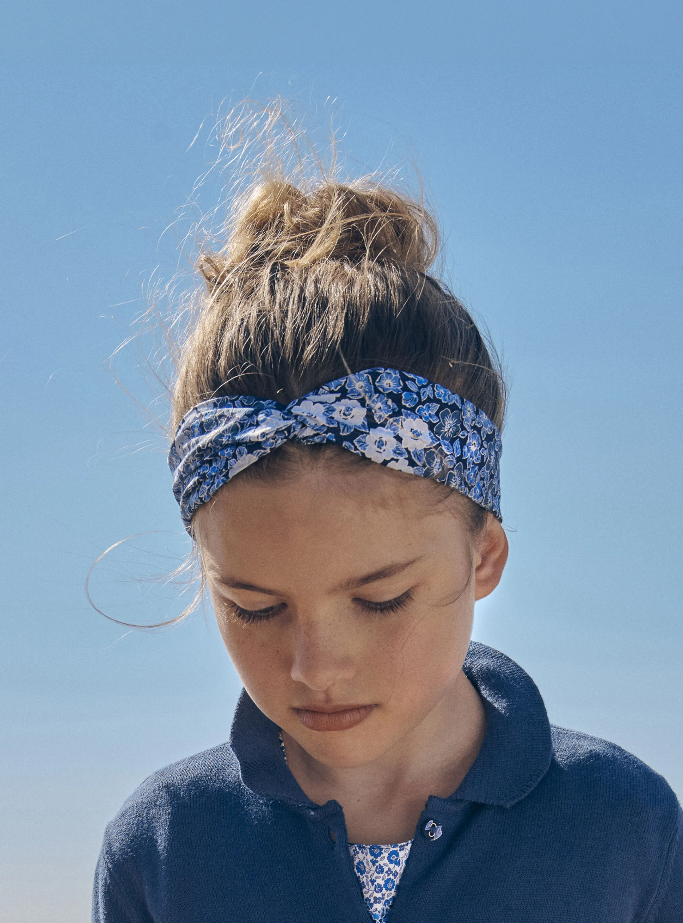Store Sergent Major Blue and white headband with floral print