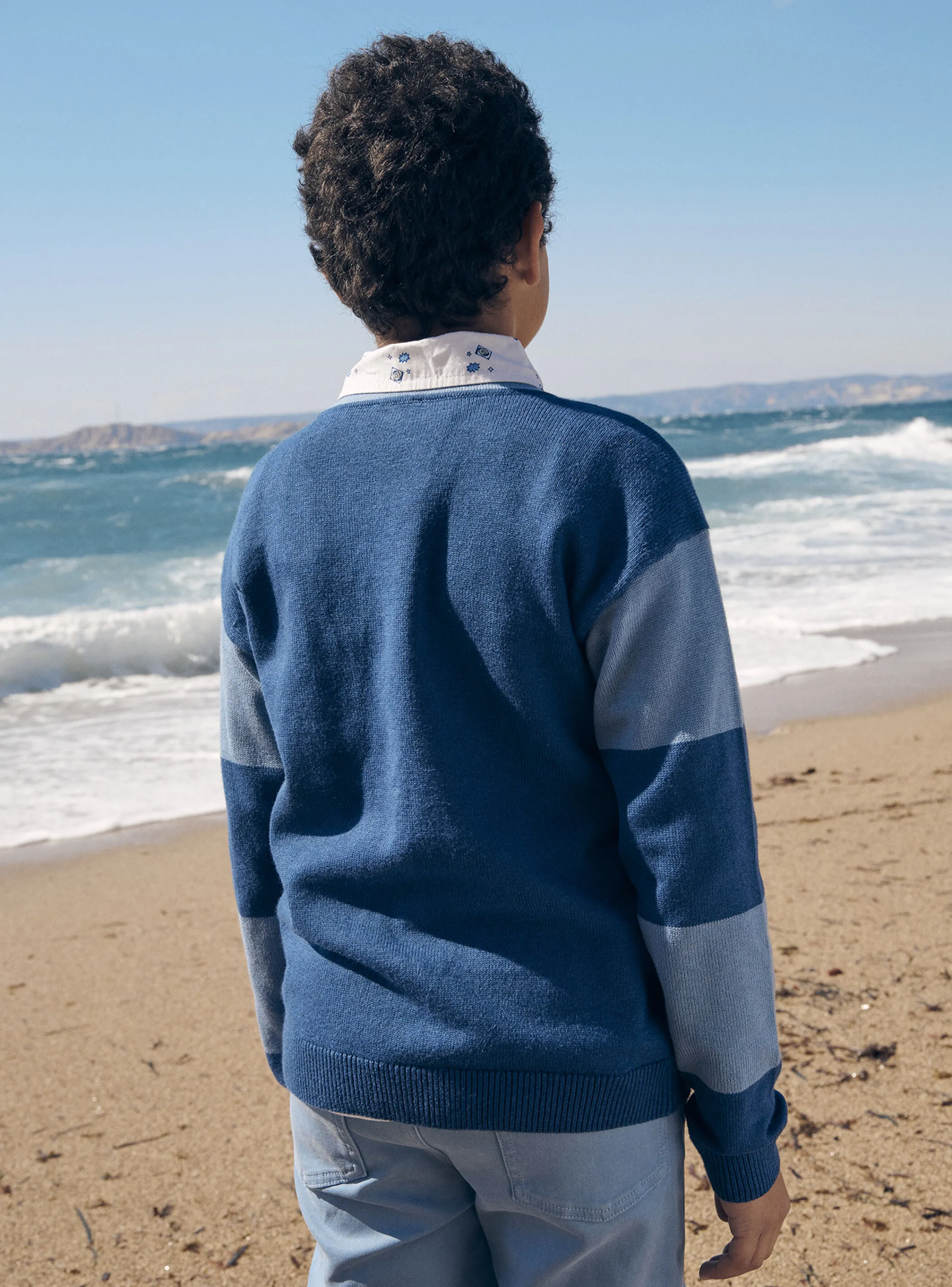 New Sergent Major Blue long-sleeved cashmere cardigan