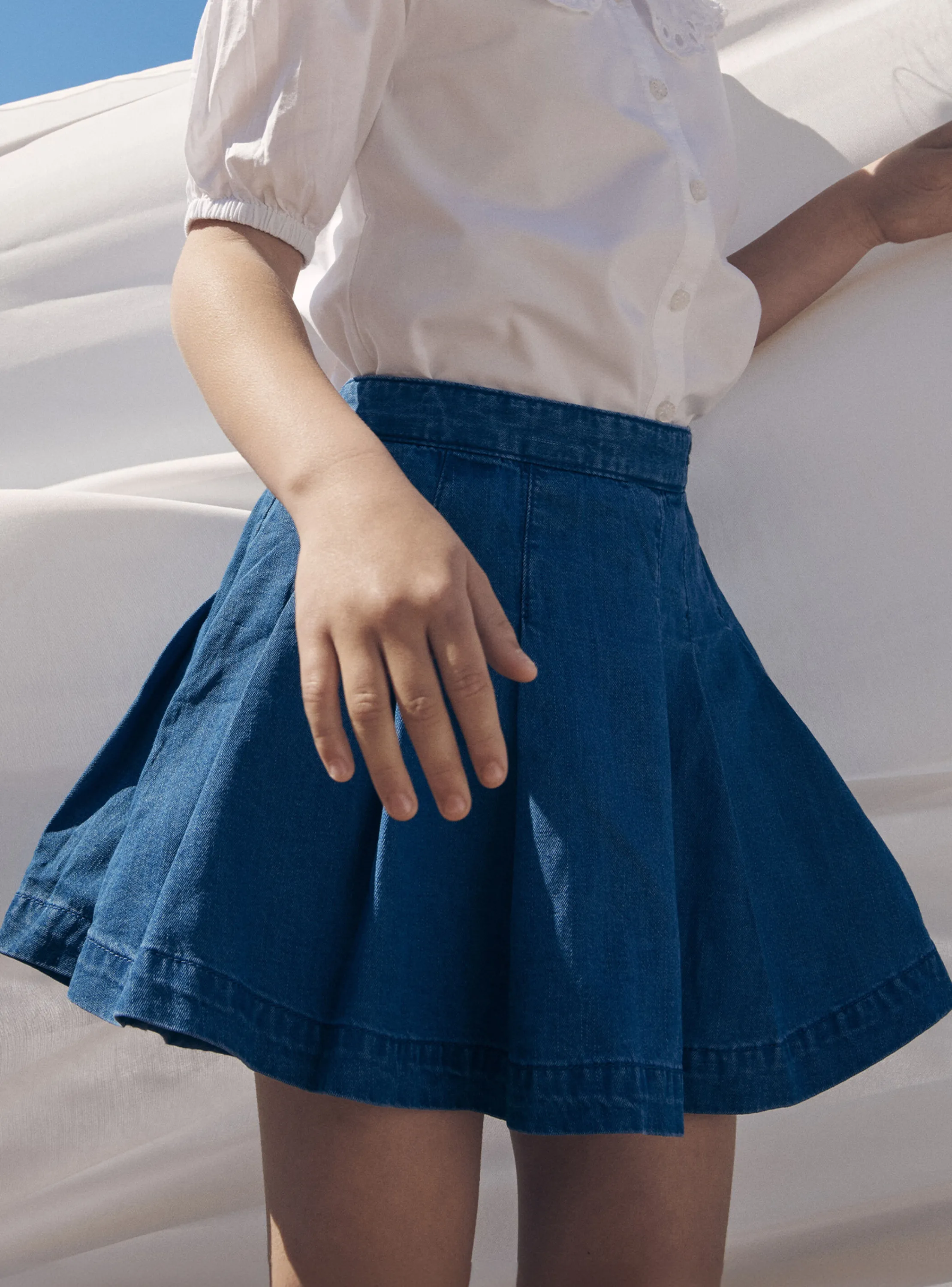 Best Sale Sergent Major Blue pleated denim skirt