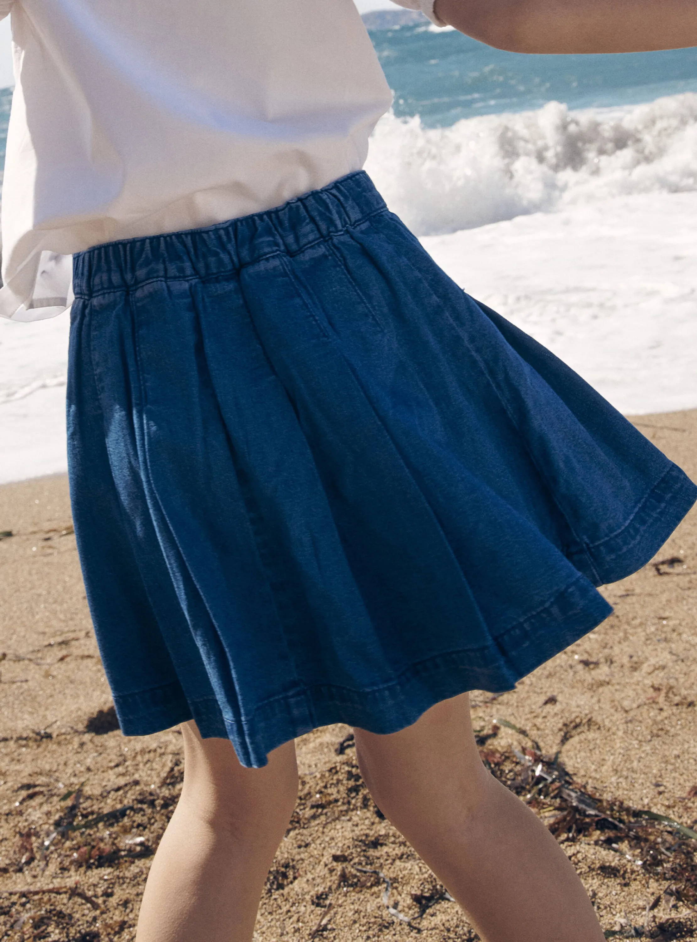 Best Sale Sergent Major Blue pleated denim skirt