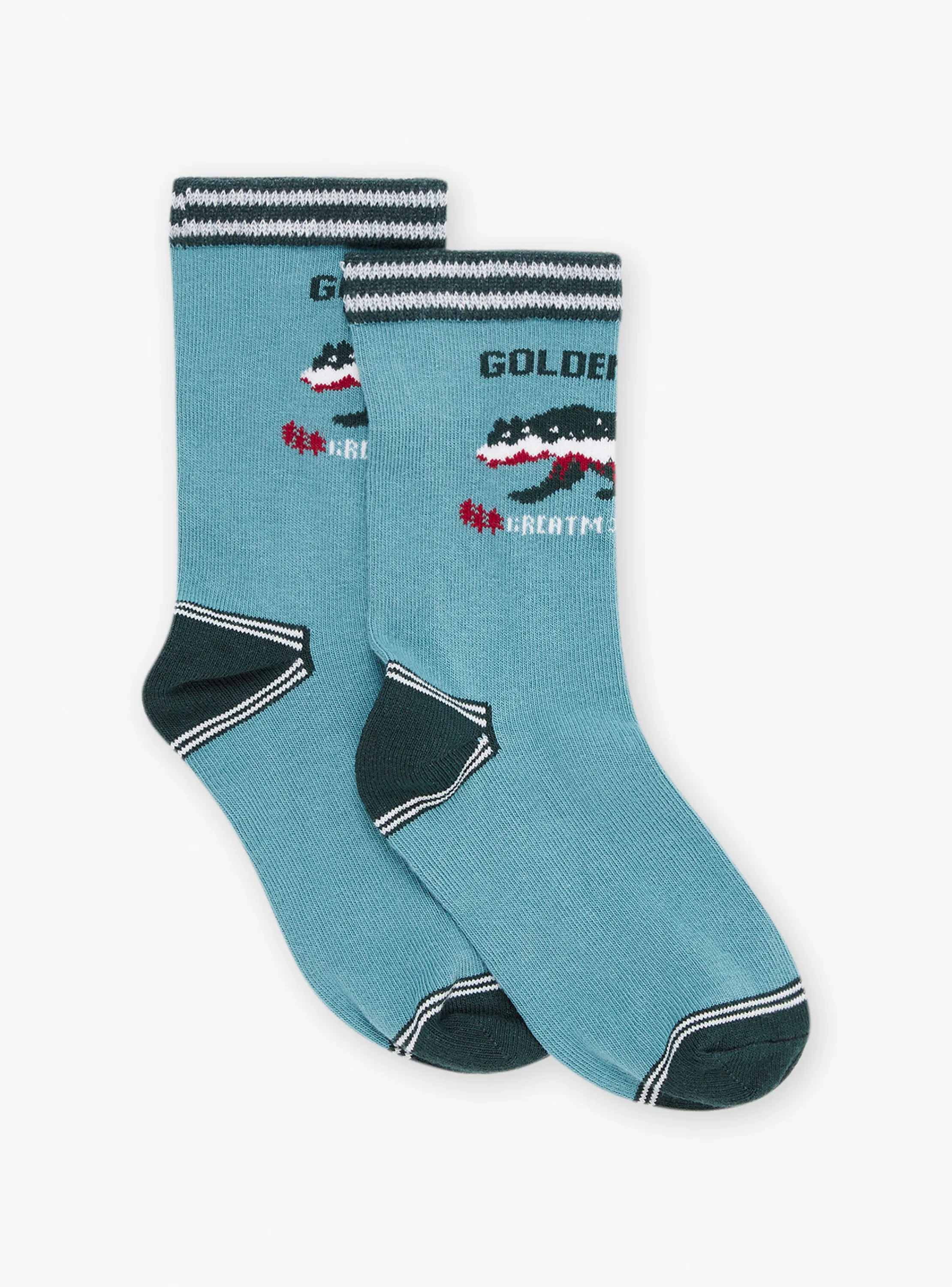 Fashion Sergent Major Blue socks with bear jacquard