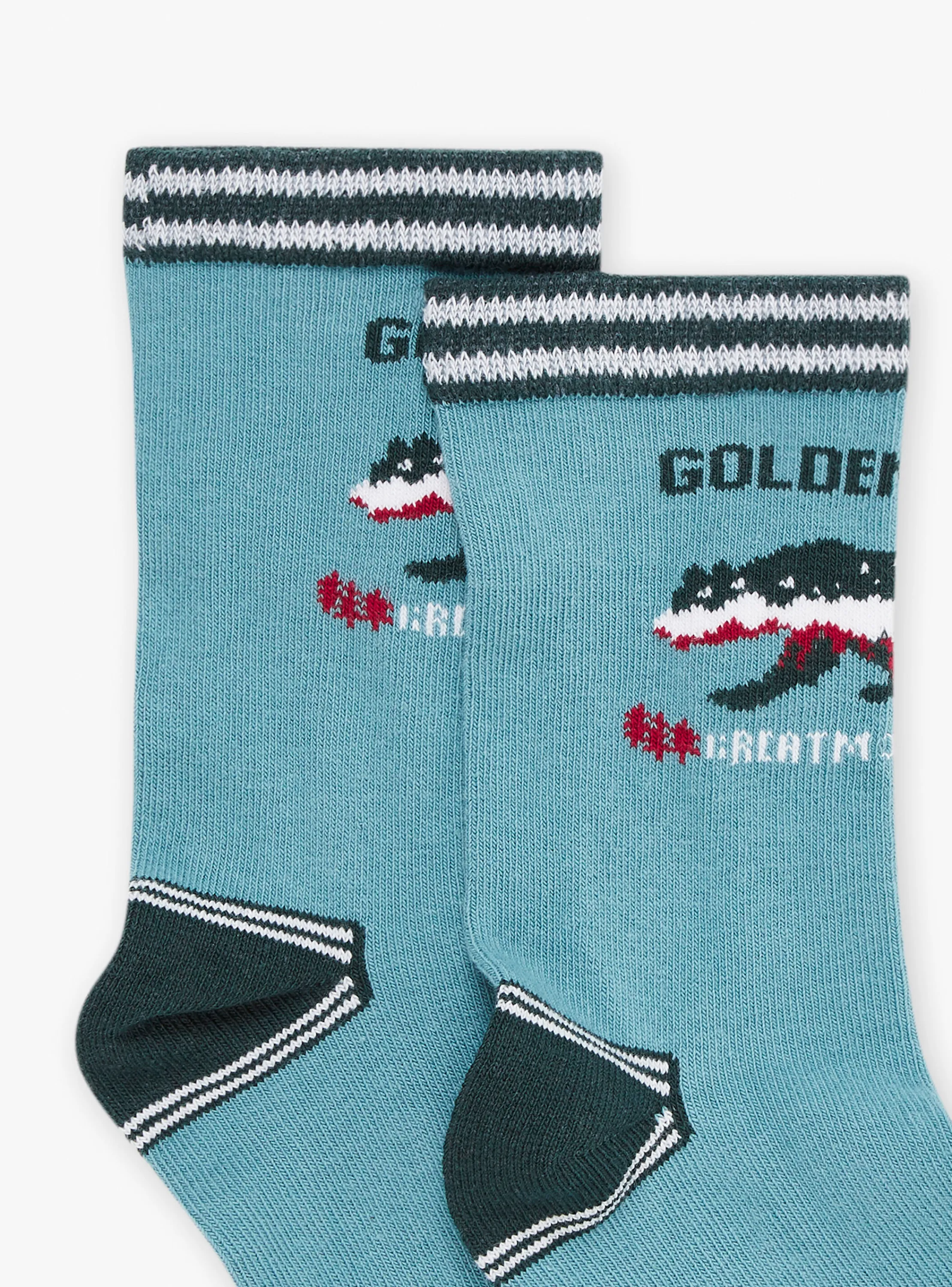Fashion Sergent Major Blue socks with bear jacquard