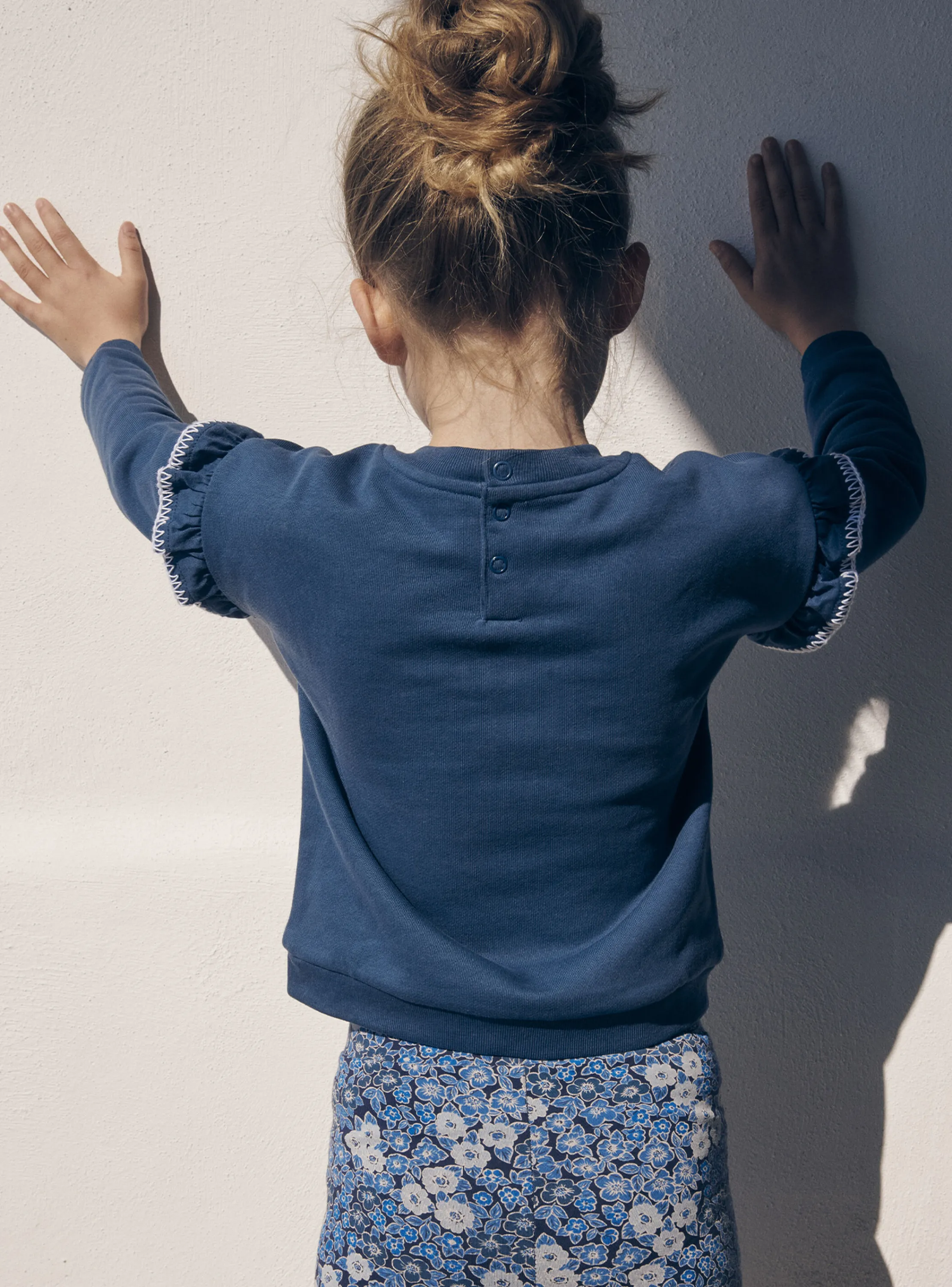 Fashion Sergent Major Blue sweatshirt with embroidered butterfly motif
