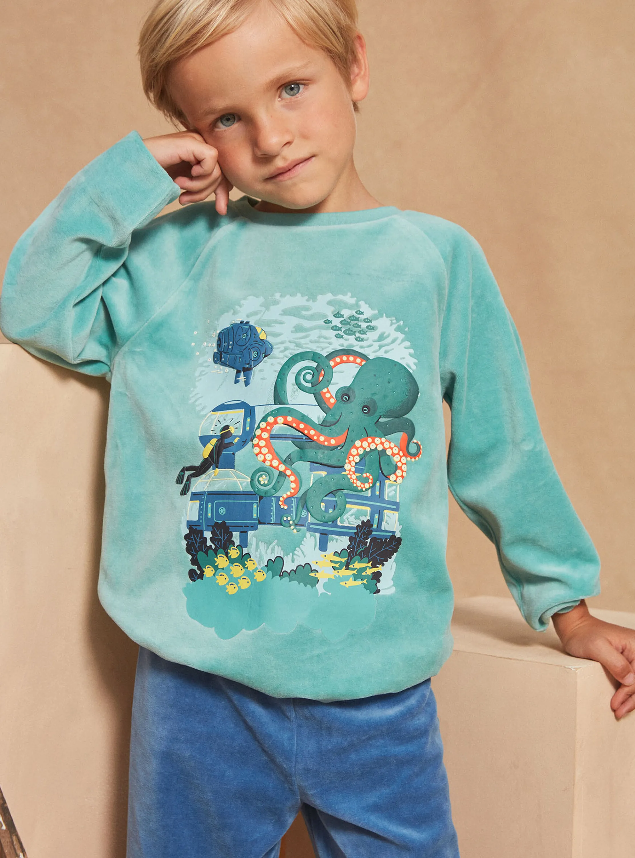 Sale Sergent Major Blue velvet pyjamas