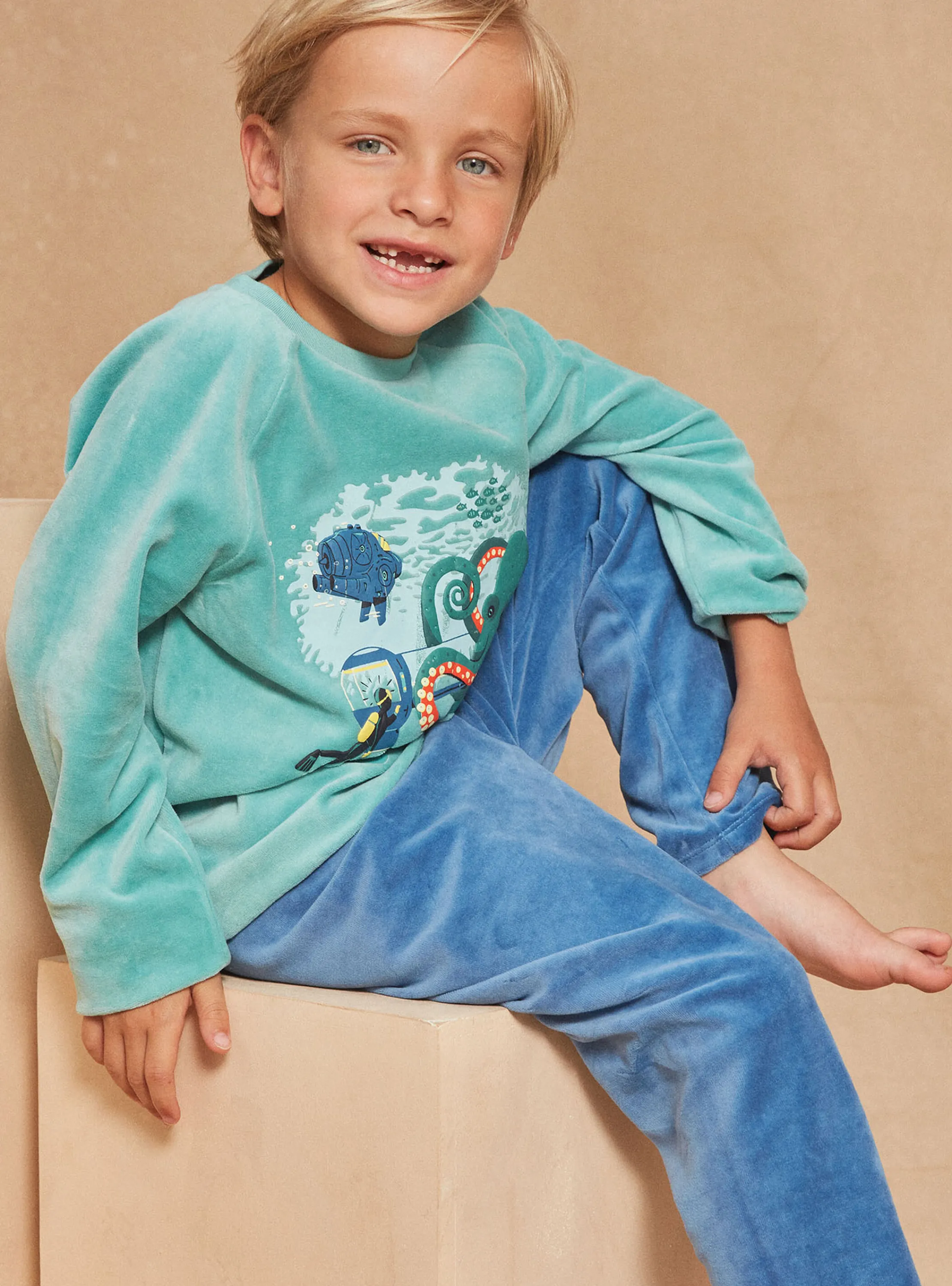 Sale Sergent Major Blue velvet pyjamas