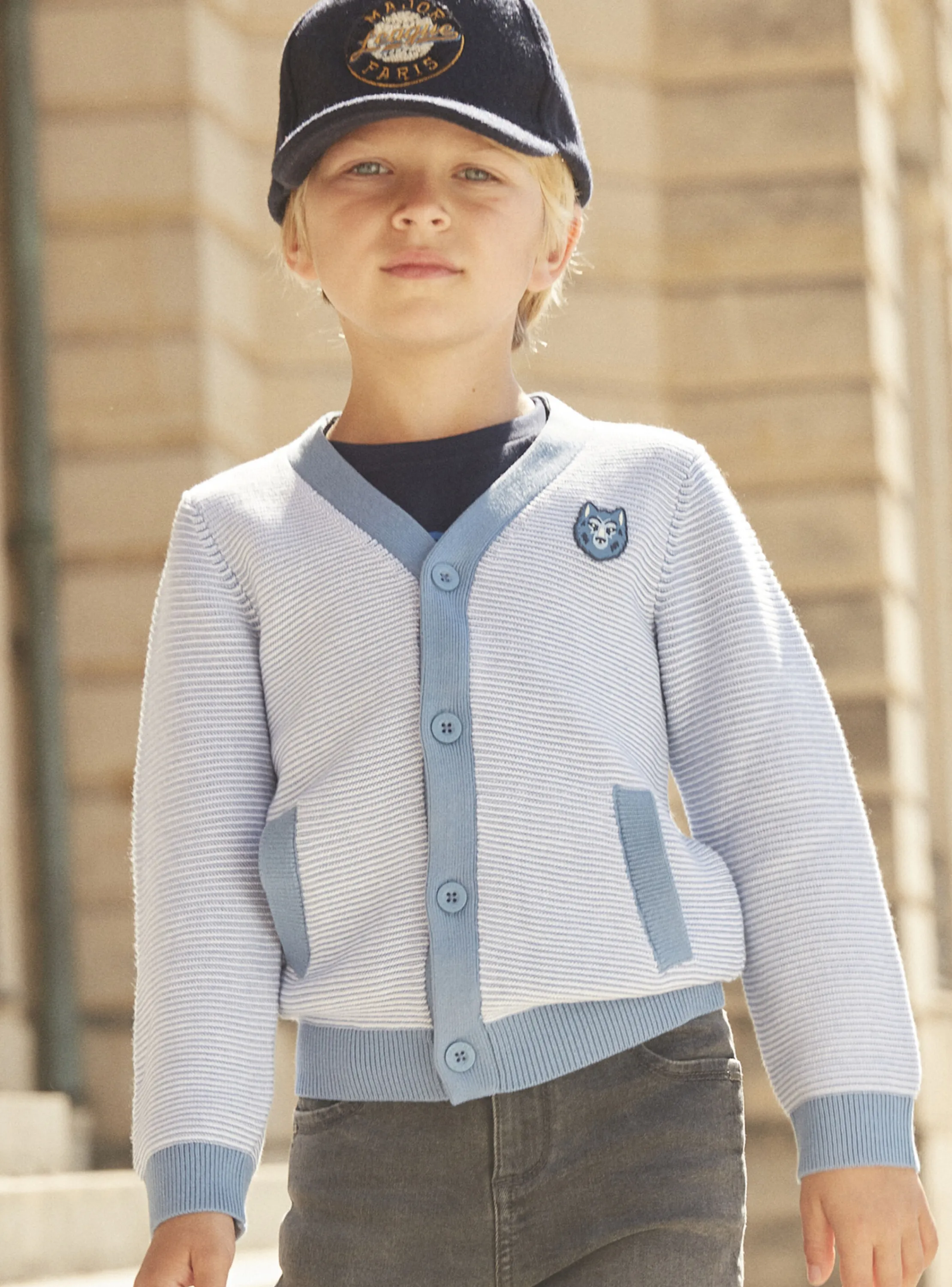Shop Sergent Major Blue vest with stripe print
