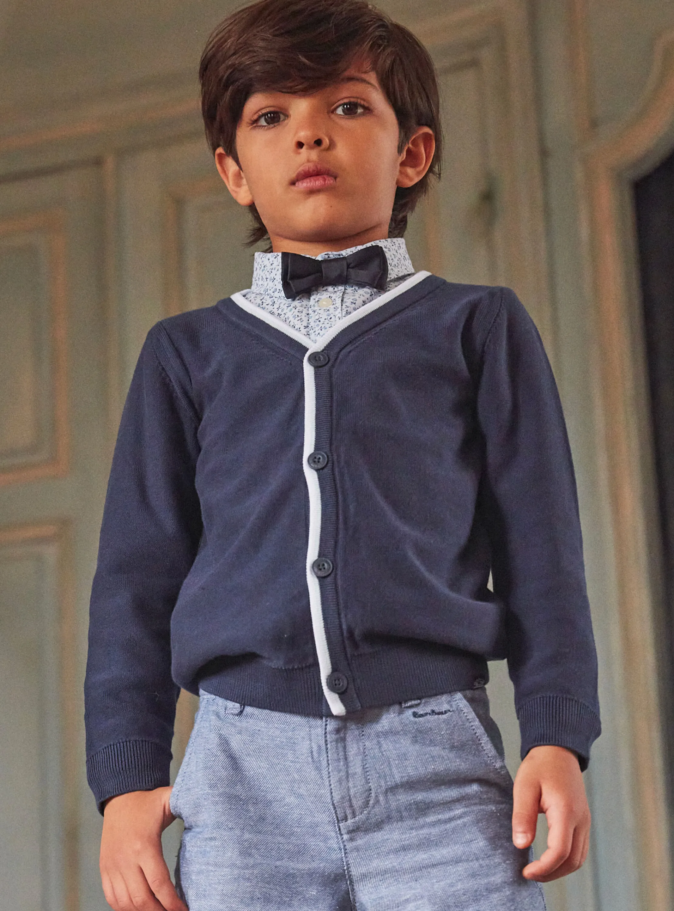 Best Sergent Major Blue V-neck cardigan