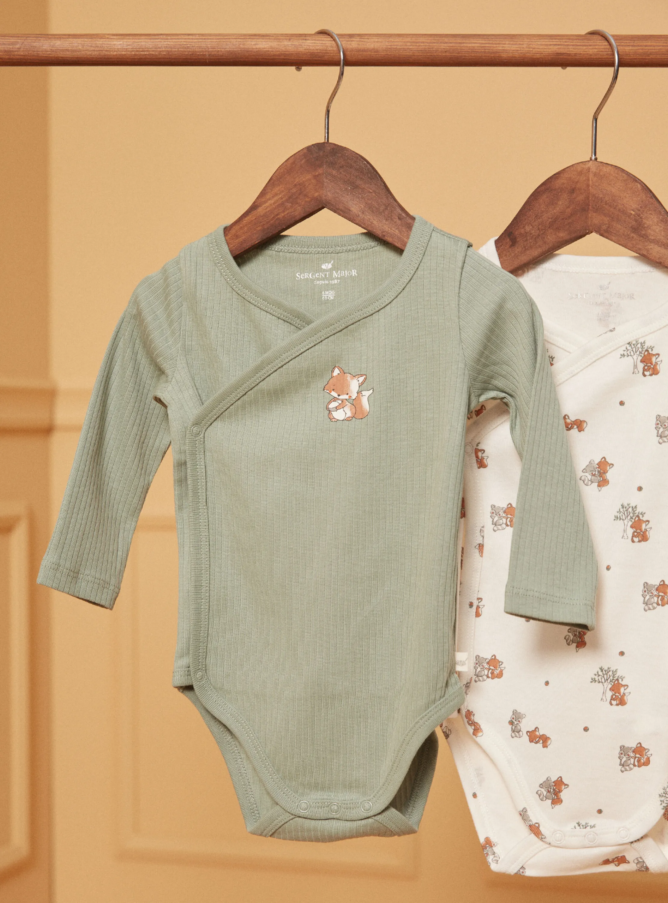 Best Sergent Major 2 bodysuits in ecru and khaki cotton