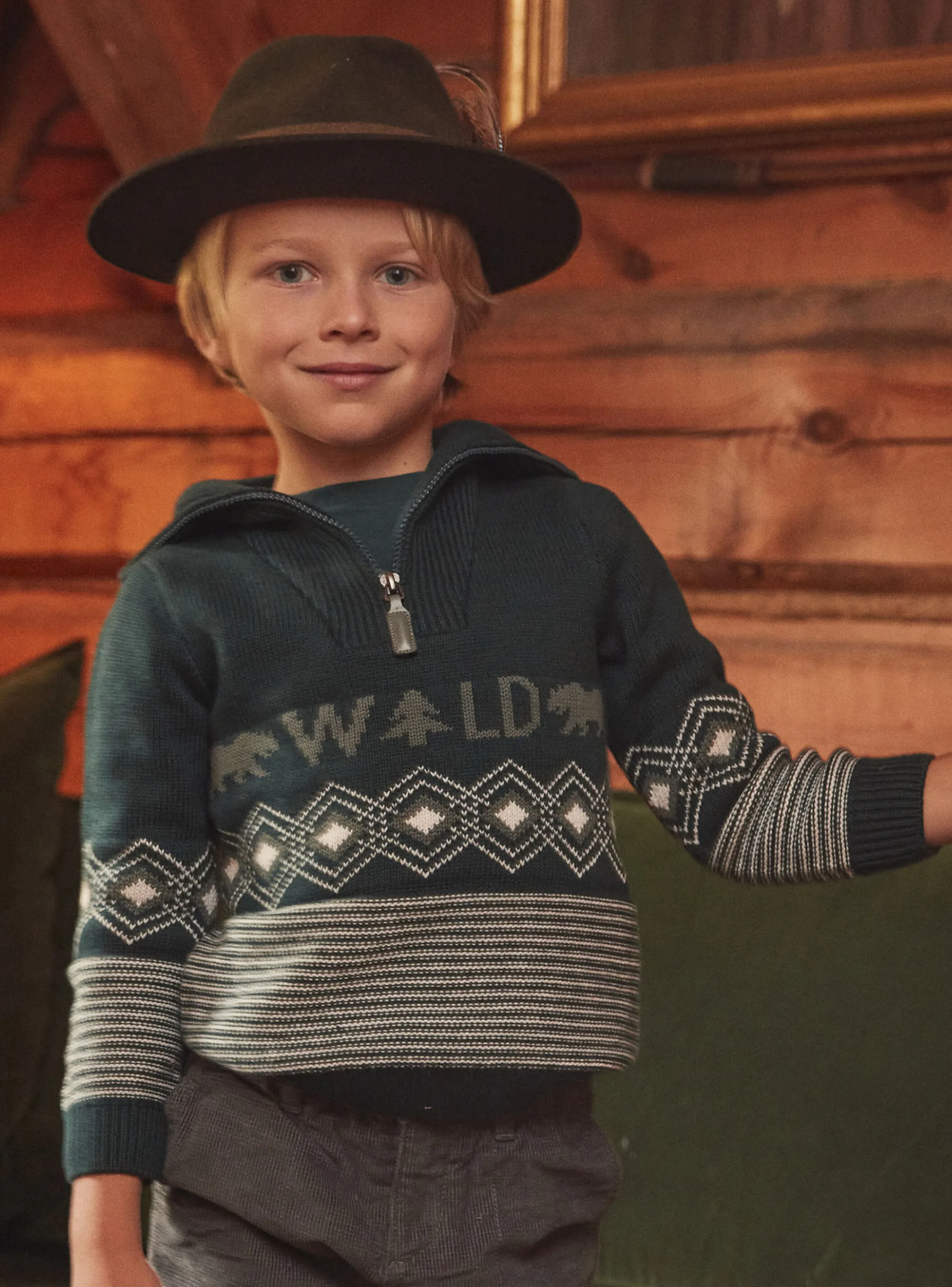 Online Sergent Major Bottle-green jacquard sweater