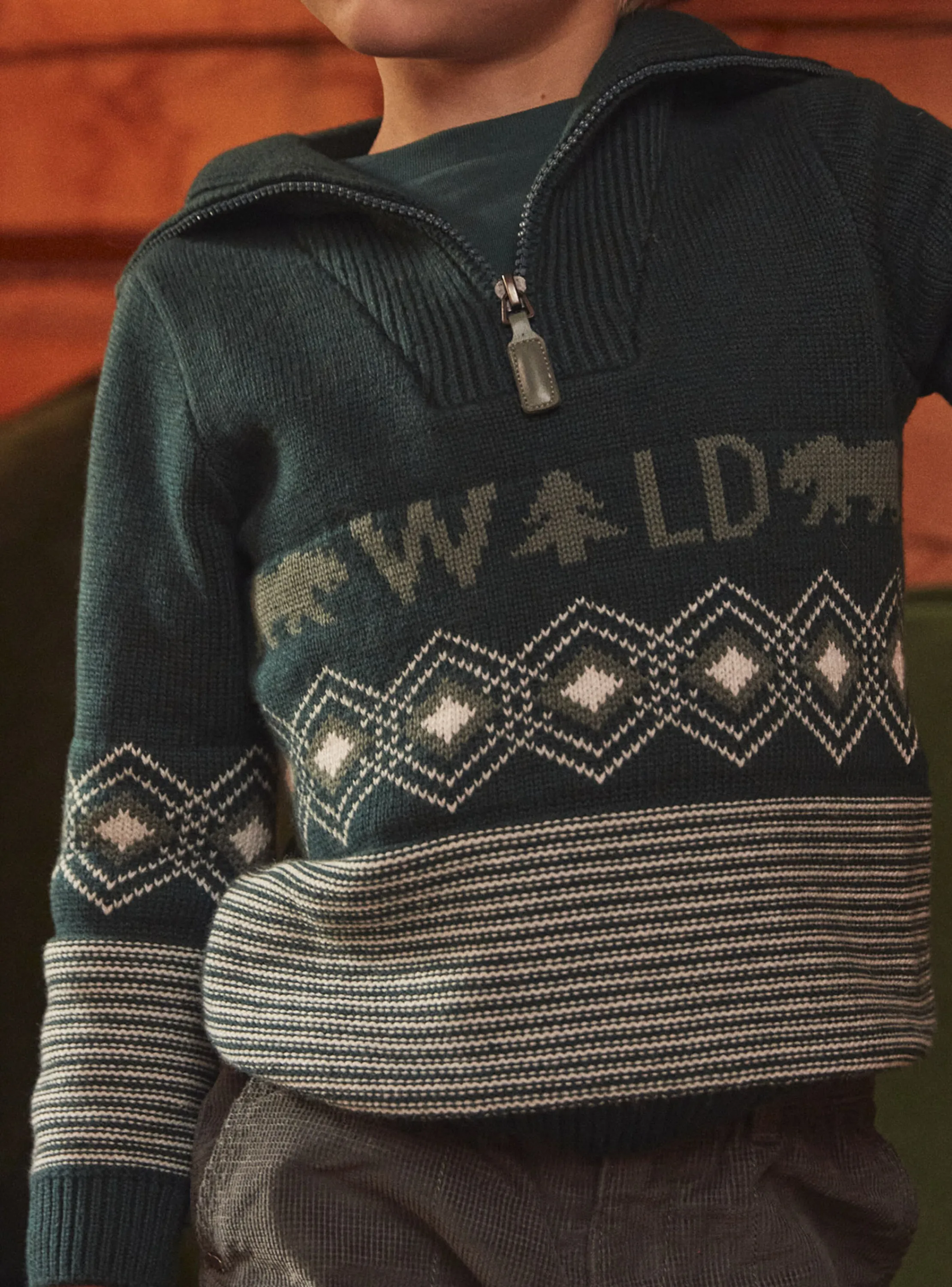 Online Sergent Major Bottle-green jacquard sweater