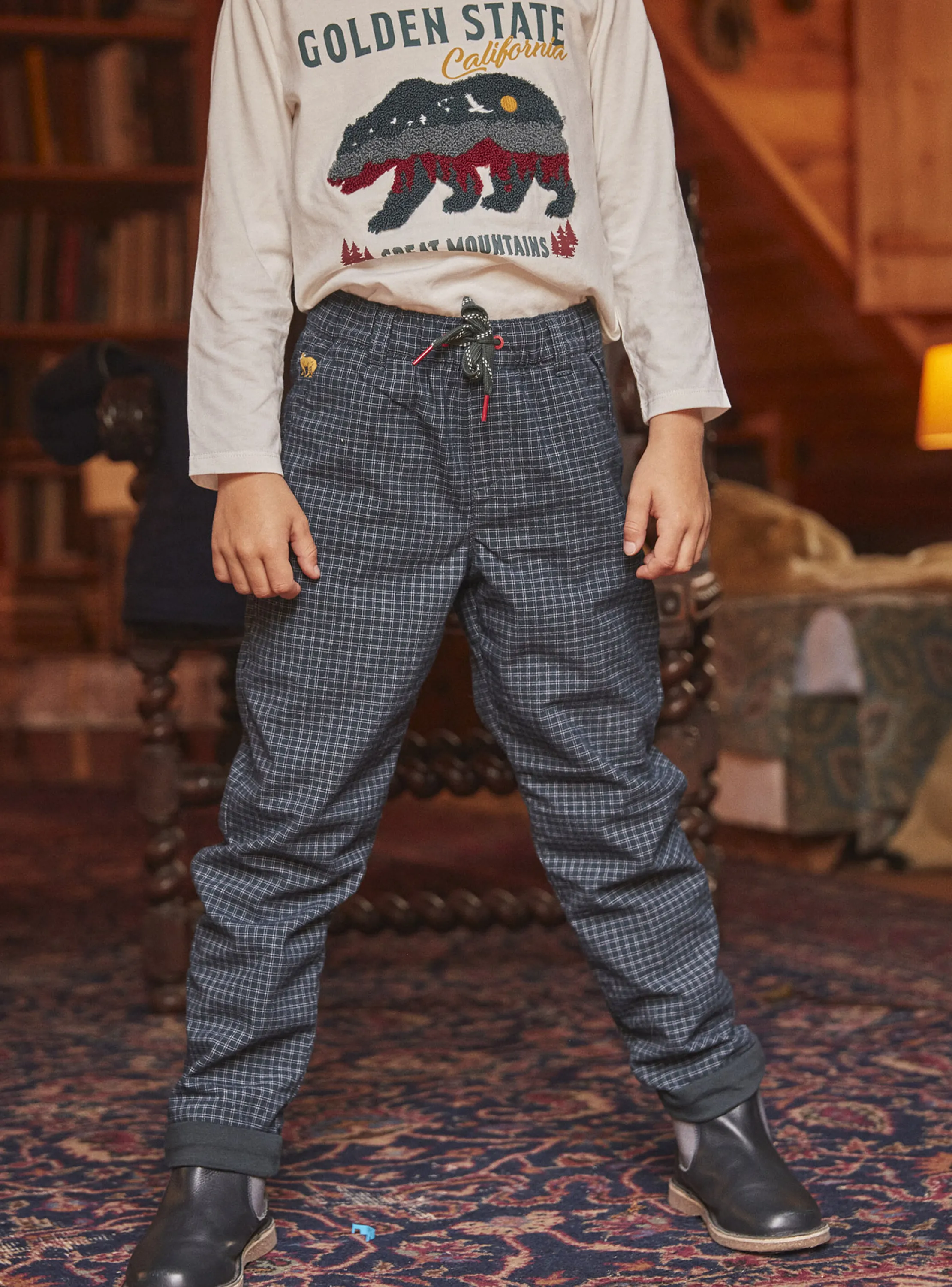 New Sergent Major Bottle-green plaid pants