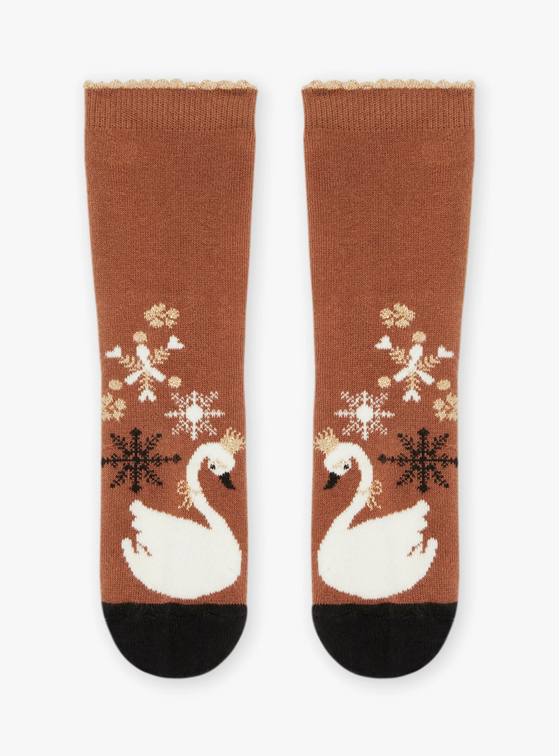 Best Sergent Major Brown socks with swan motif