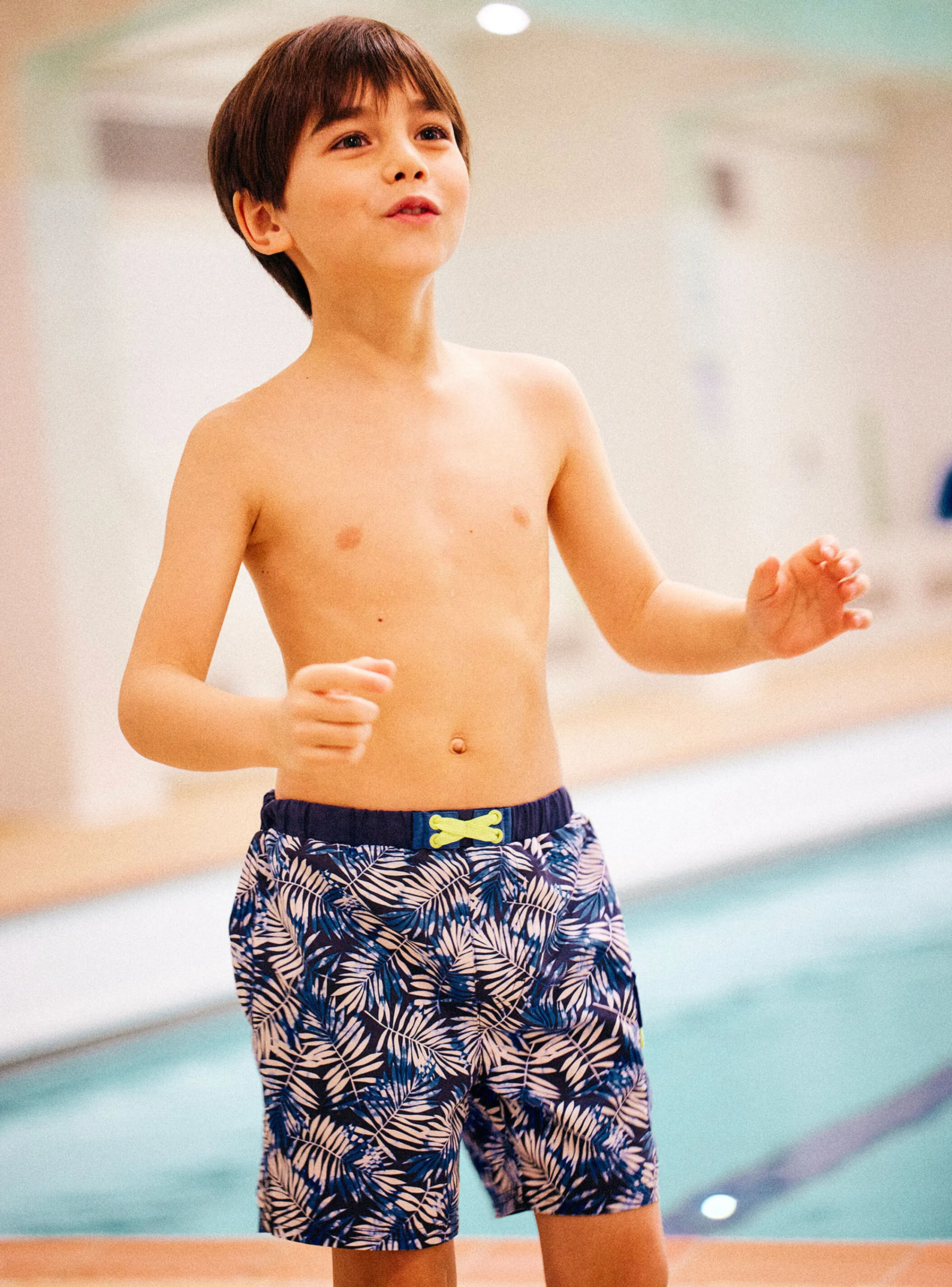 Best Sergent Major Child boy's blue leaf print swim shorts