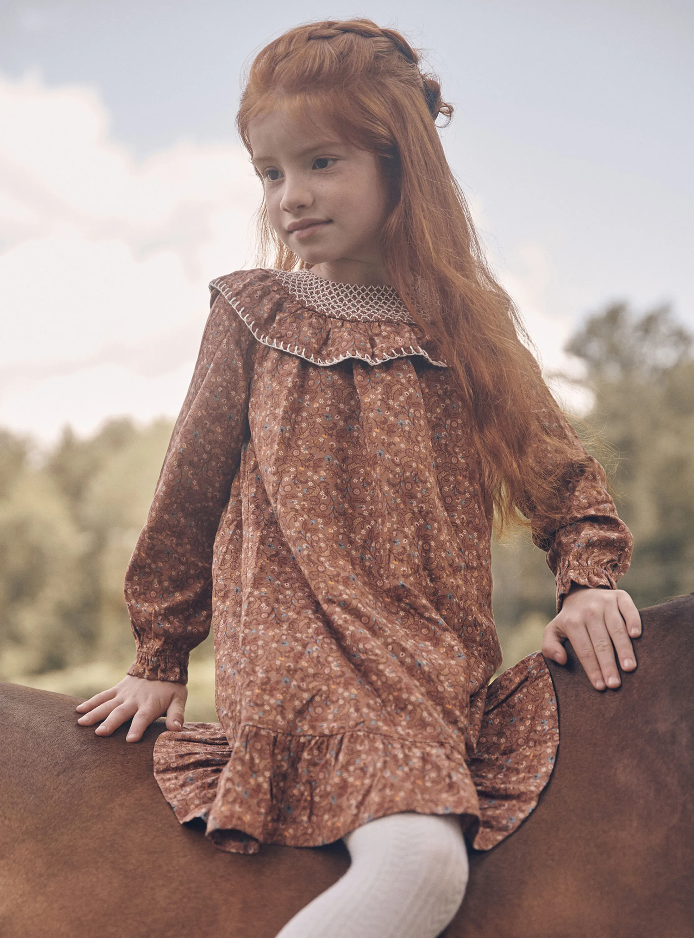 Hot Sergent Major Cinnamon ruffled dress with floral and lion print