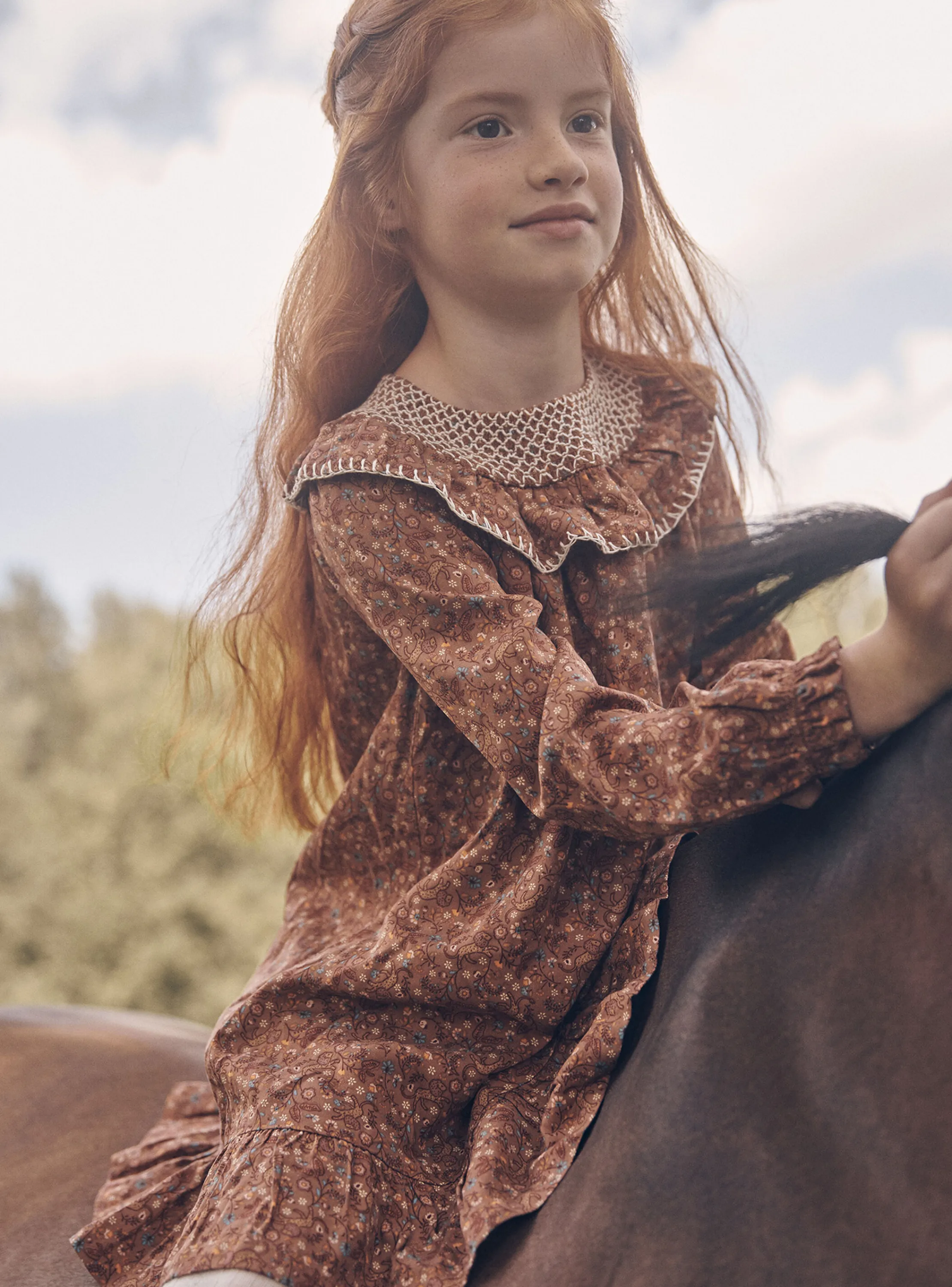 Hot Sergent Major Cinnamon ruffled dress with floral and lion print