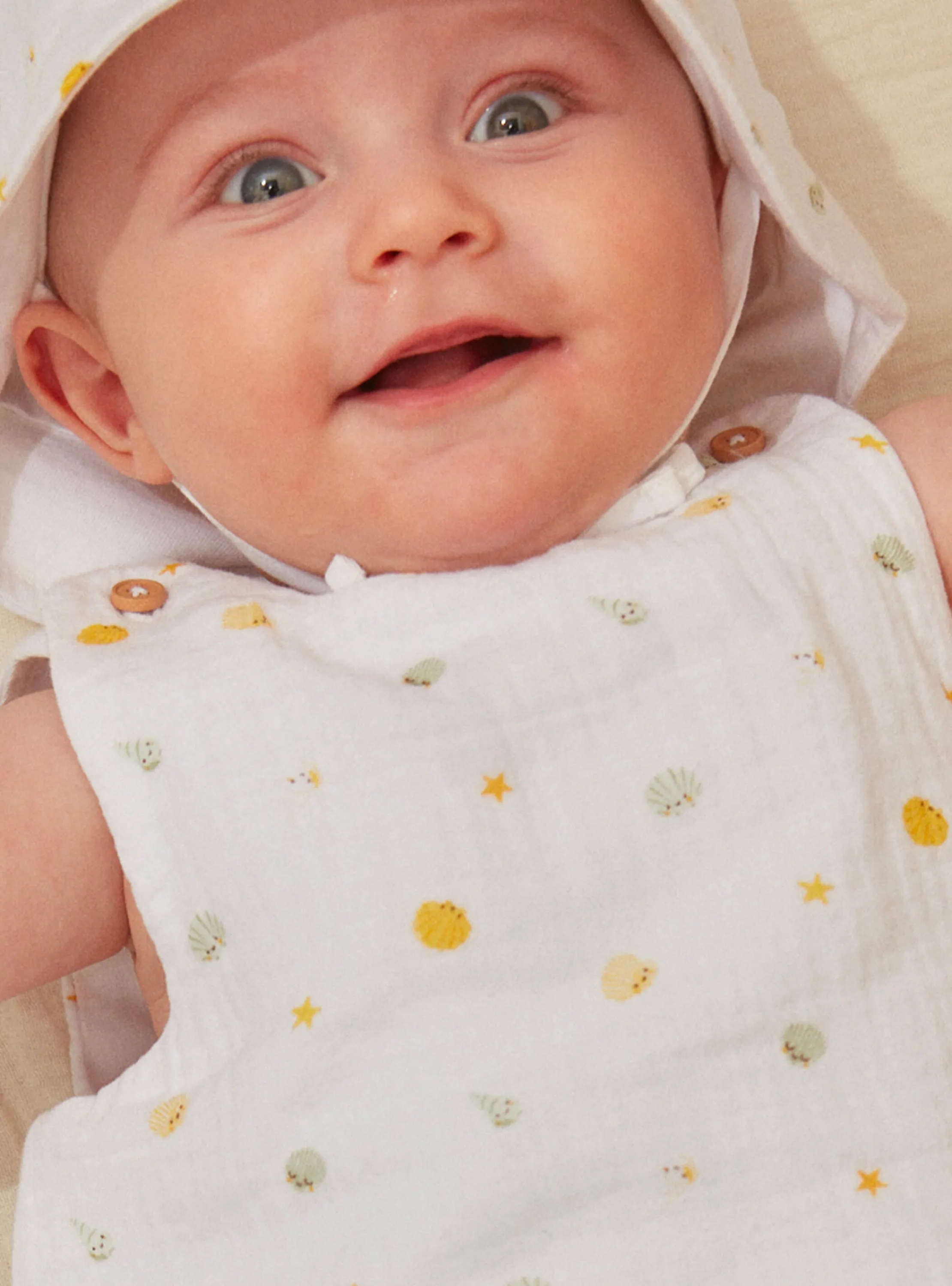 Sale Sergent Major Cotton gauze rompers and beanie hat