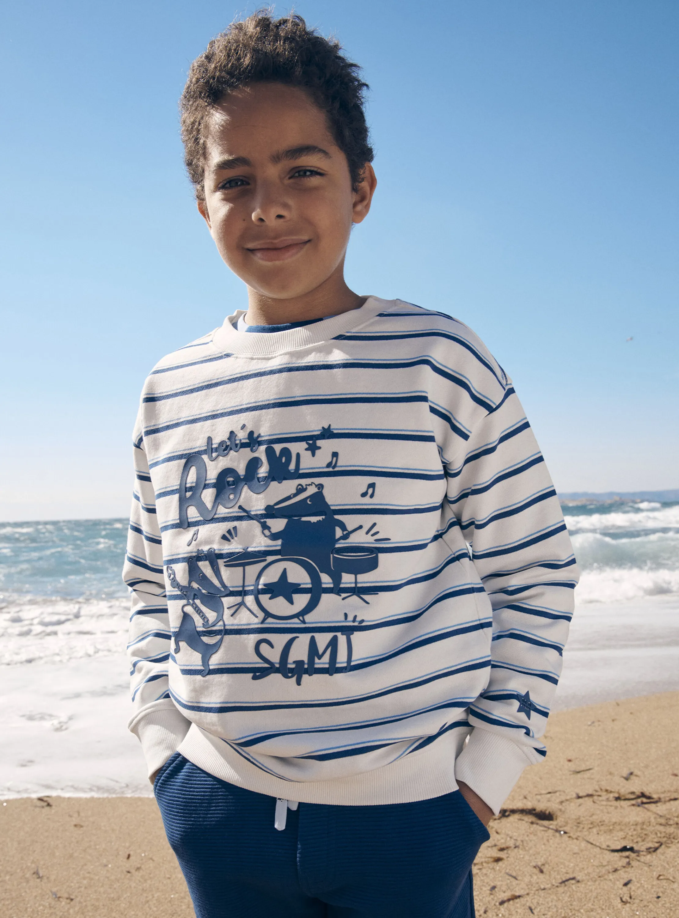 Sale Sergent Major Ecru and blue striped sweater