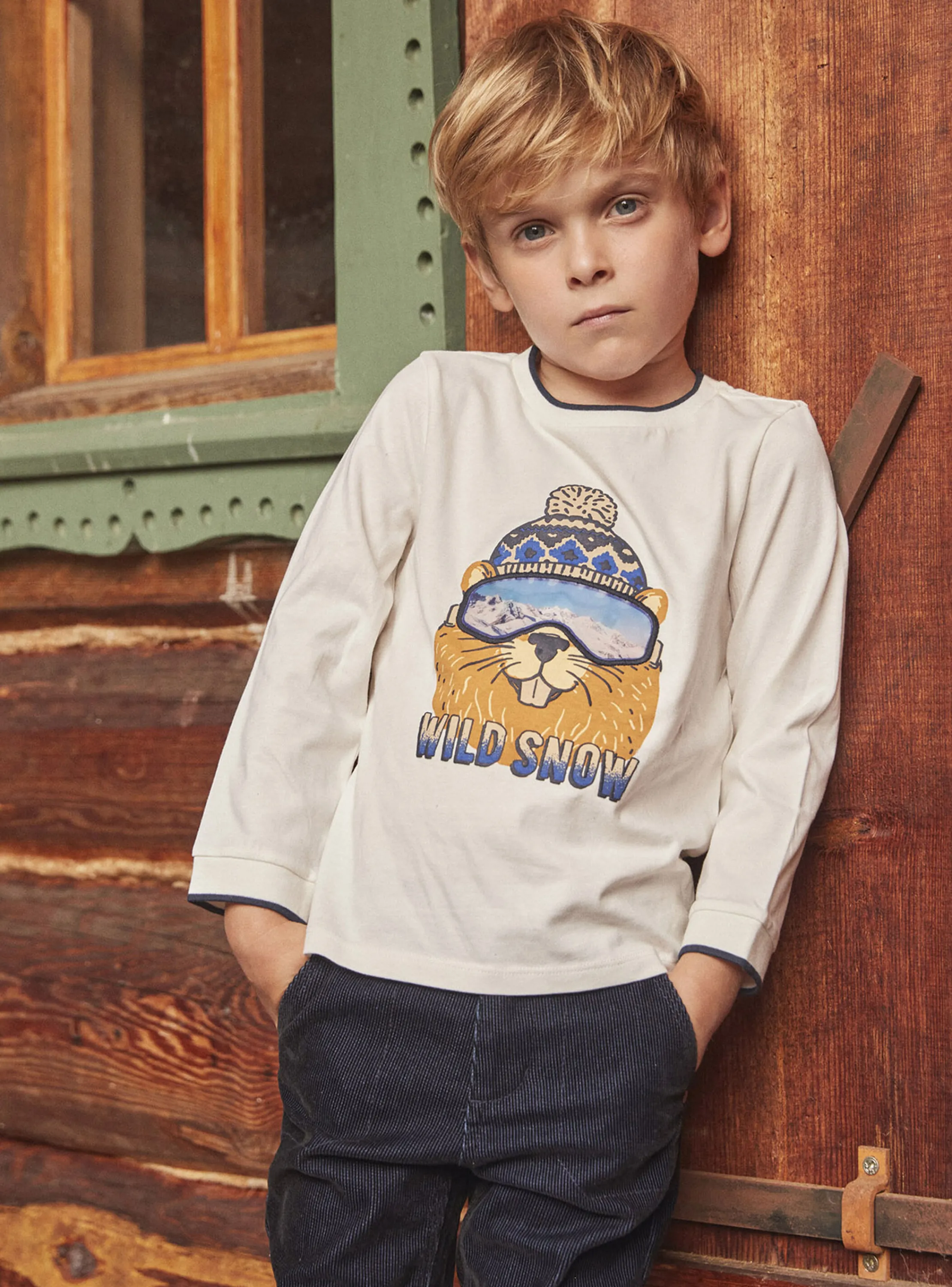 Outlet Sergent Major Ecru beaver T-shirt with holographic effect