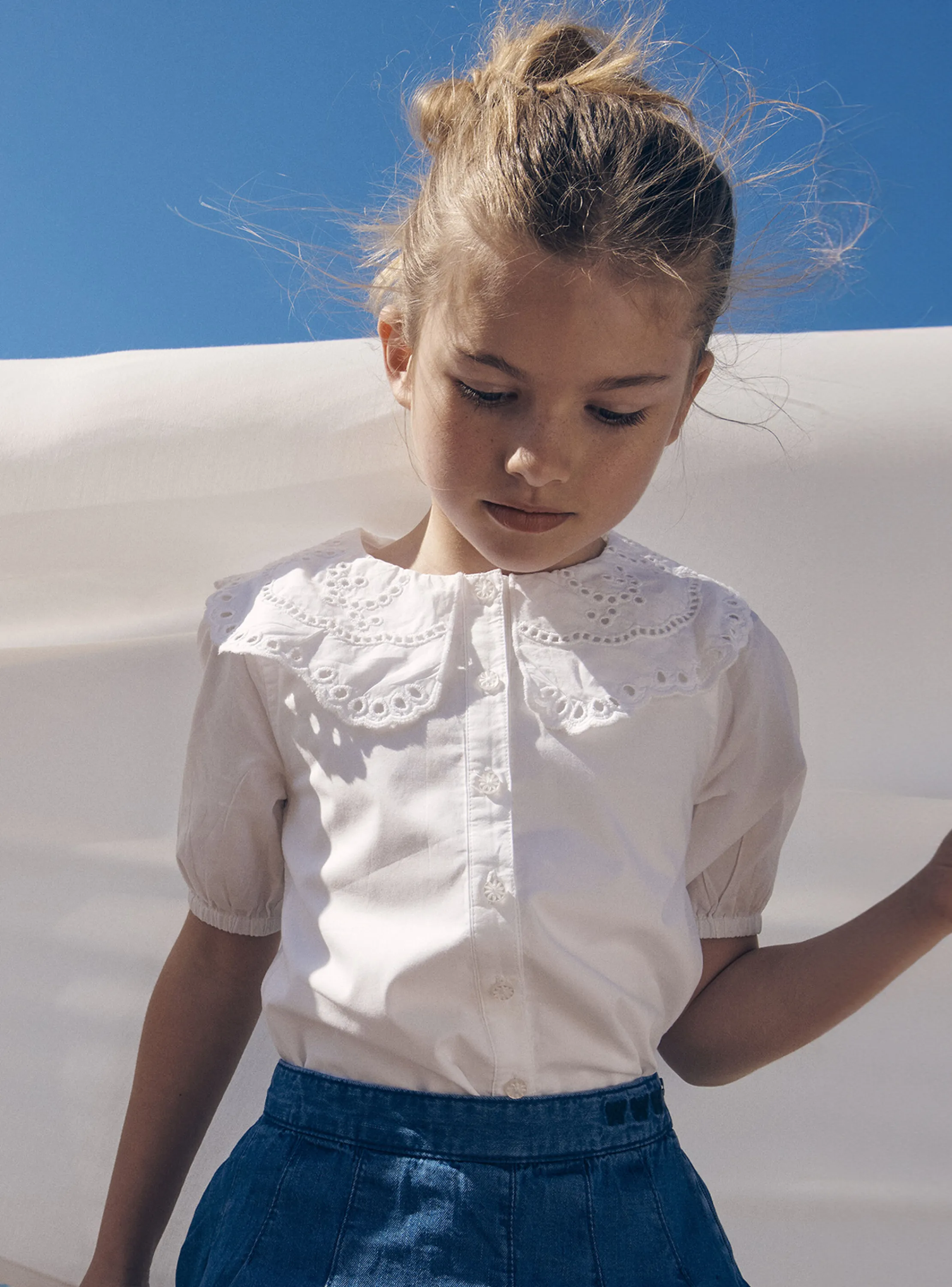Hot Sergent Major Ecru cotton poplin blouse