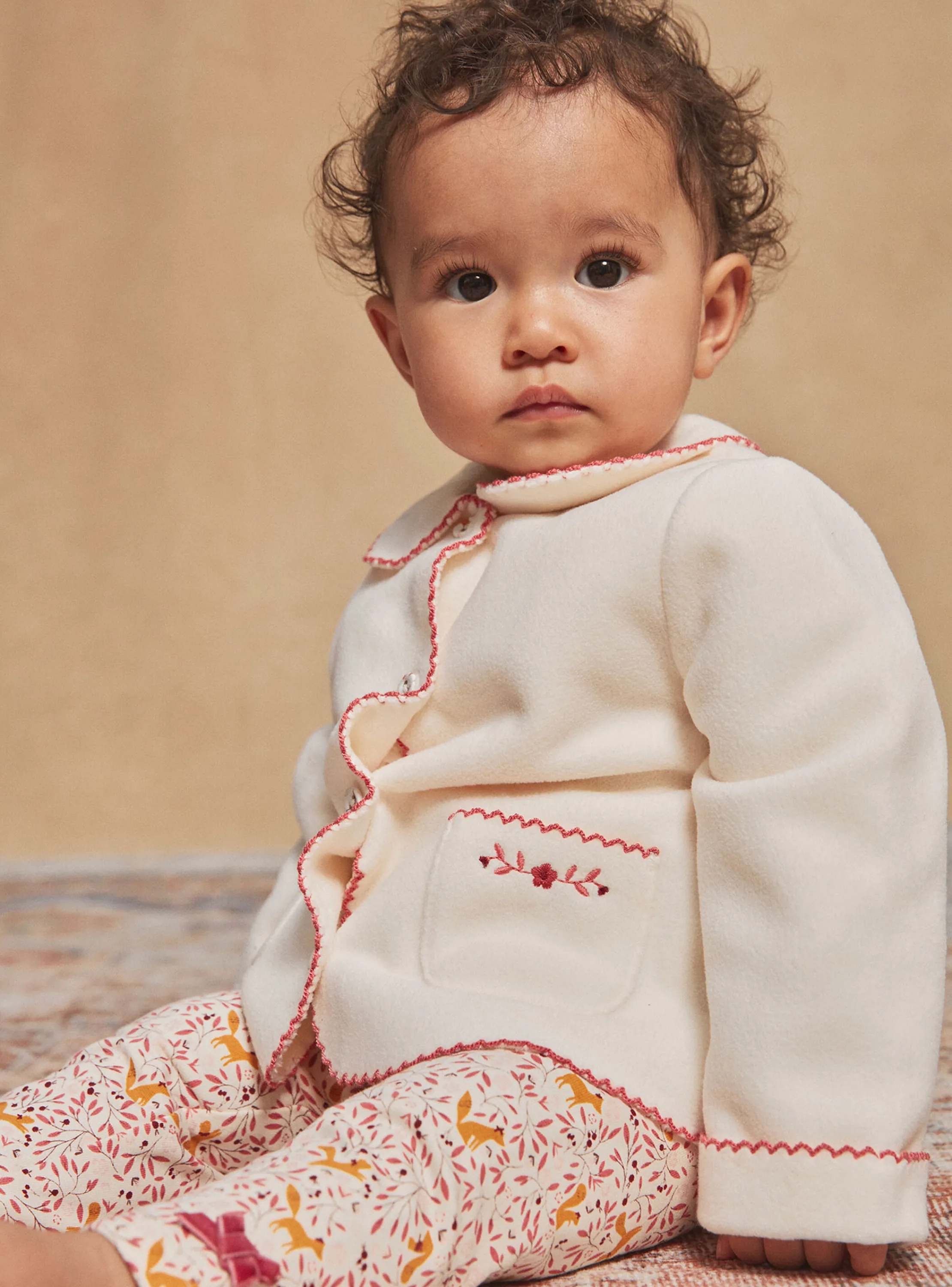 New Sergent Major Ecru fleece cardigan