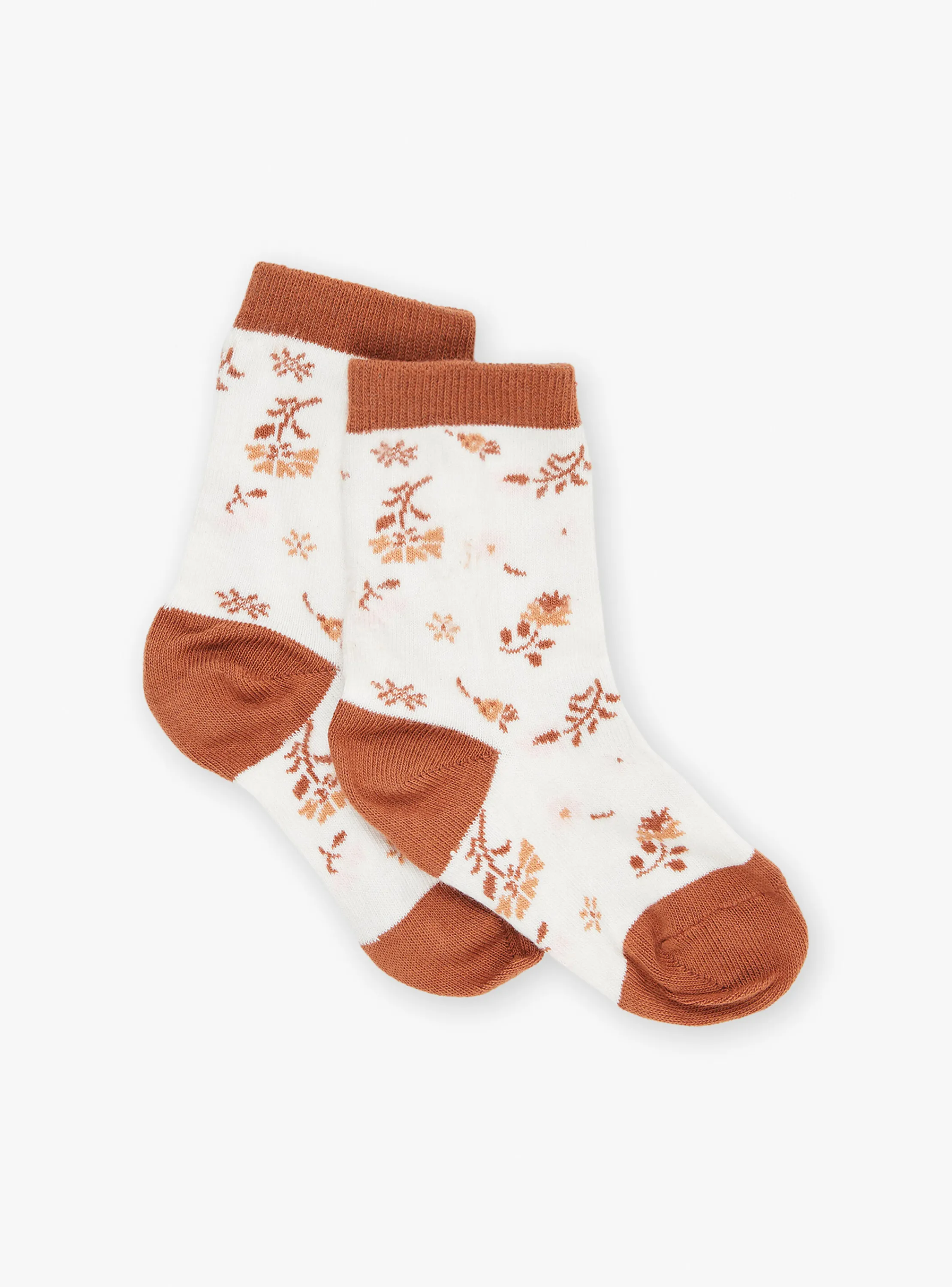 Discount Sergent Major Ecru floral-print socks