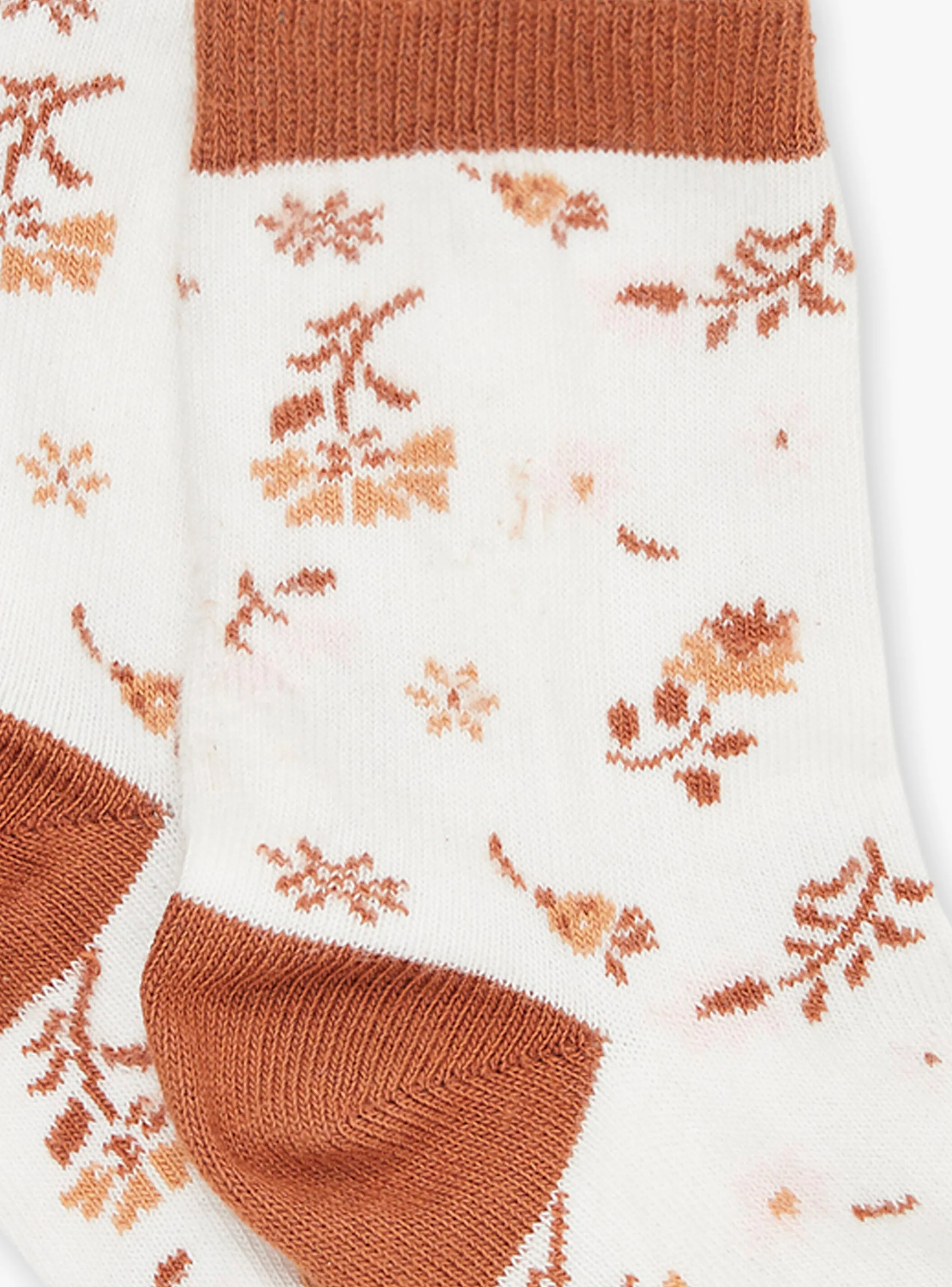 Discount Sergent Major Ecru floral-print socks