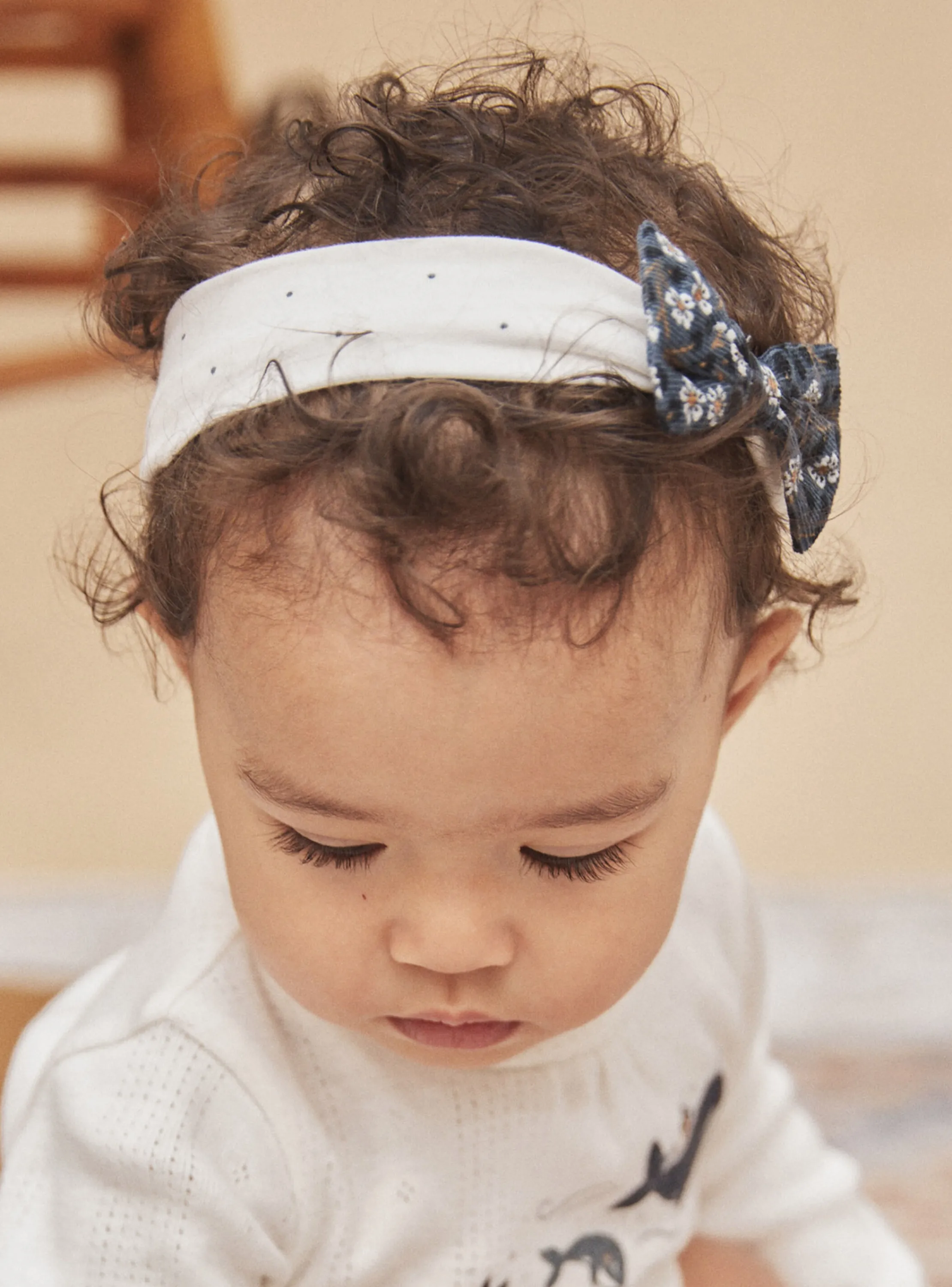 Sale Sergent Major Ecru headband with polka-dot print