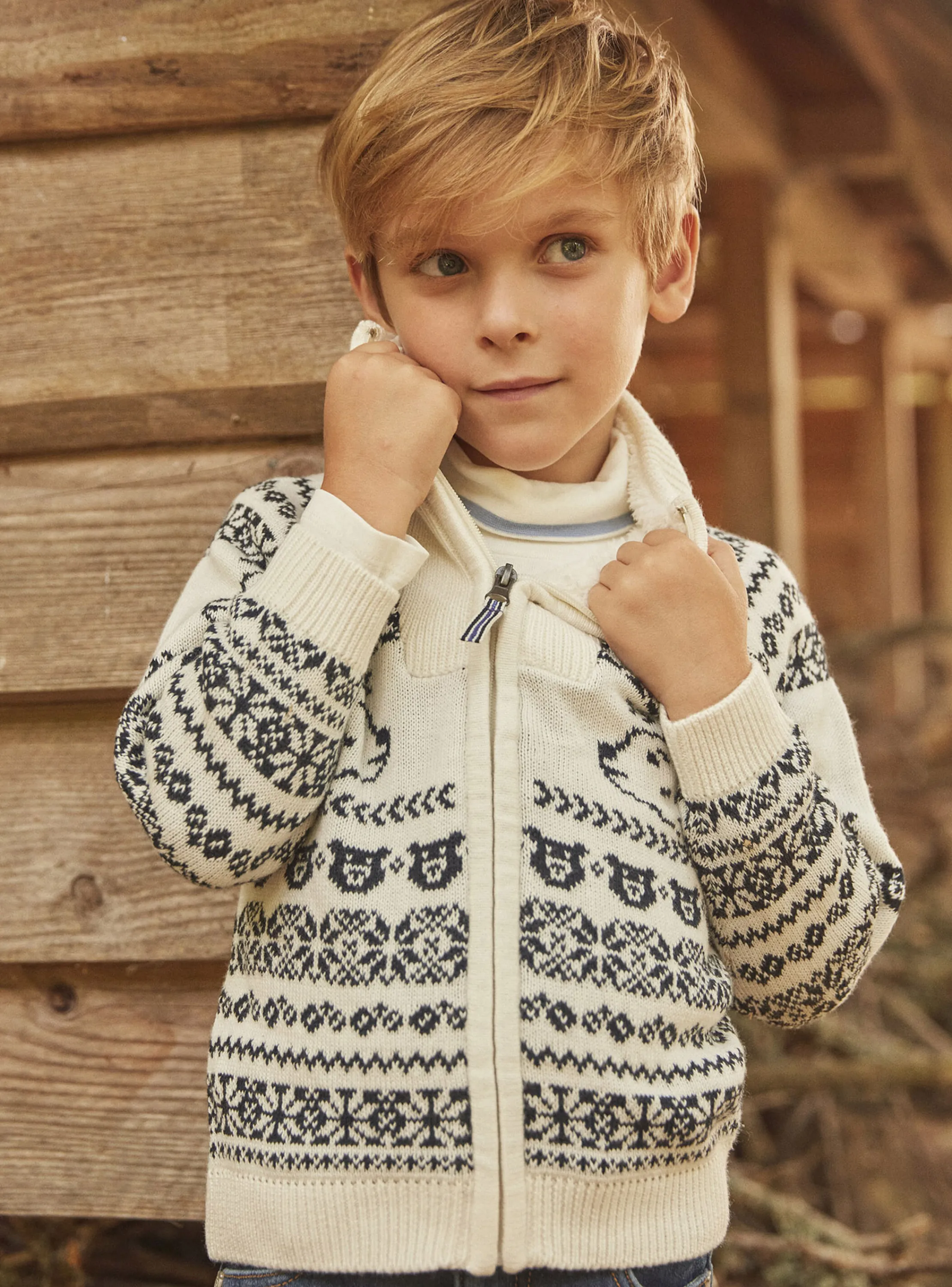 New Sergent Major Ecru jacquard cardigan